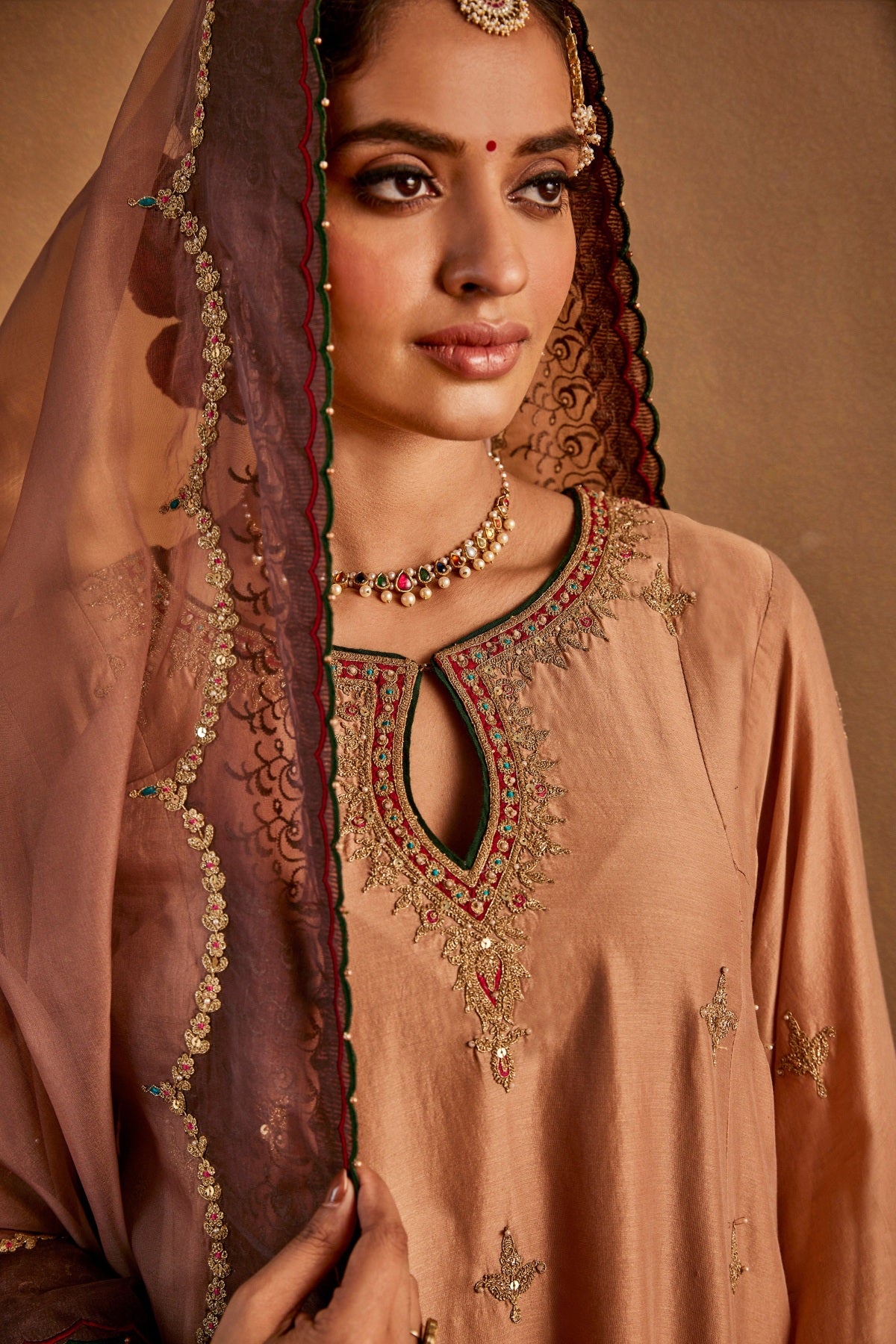 French Beige Kurta Set