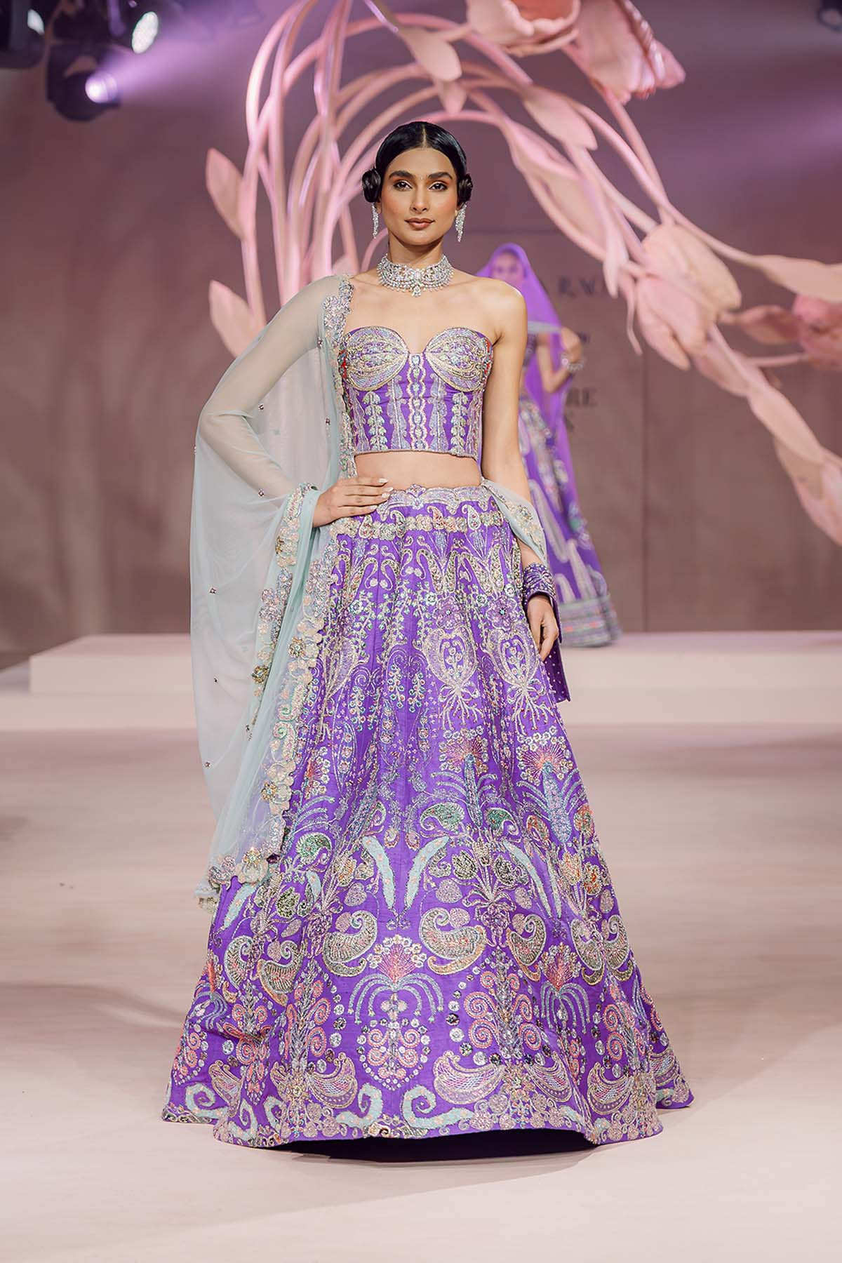 Rabia - purple raw silk lehenga