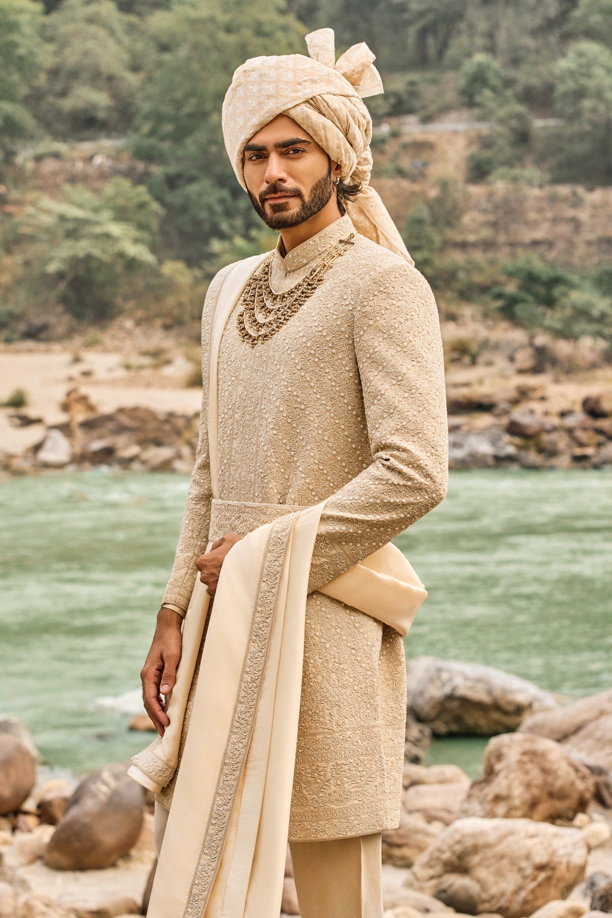 Heritage Beige Sherwani Set