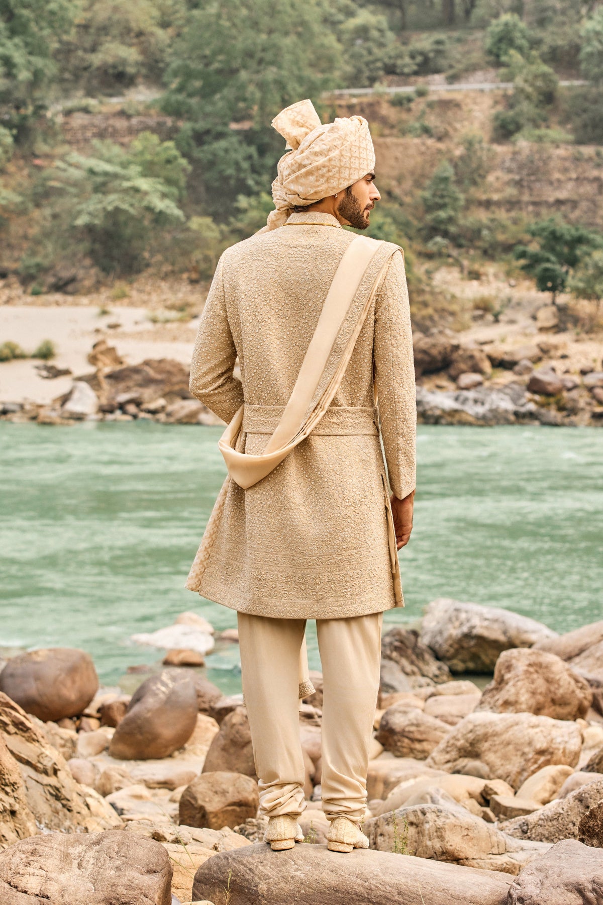 Heritage Beige Sherwani Set
