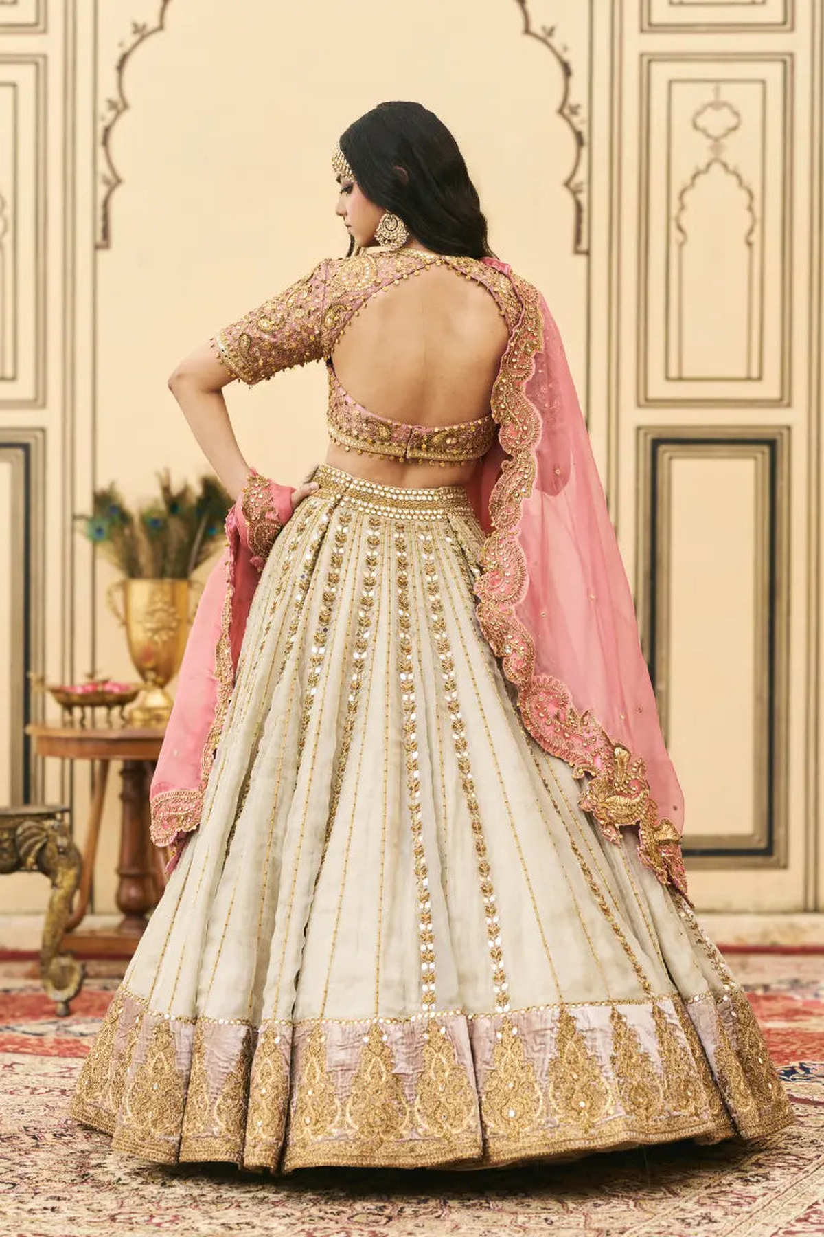 Gulabi-Rajat Tissue Lehenga Set