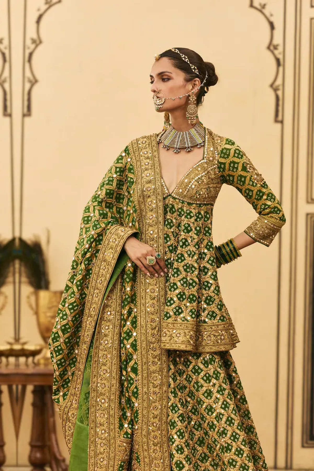 Hara Bandhej Sharara Set