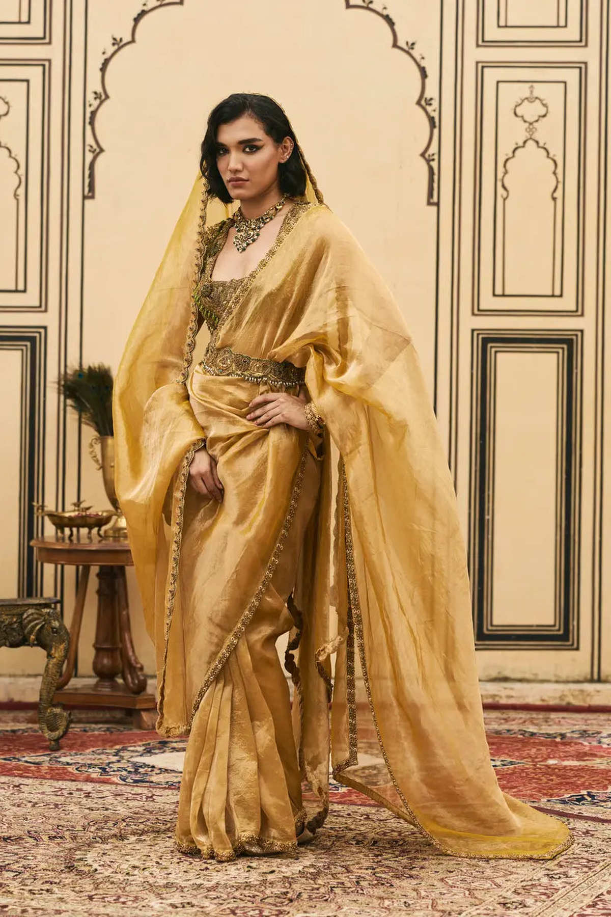 Haridra Jadaau Saree Set