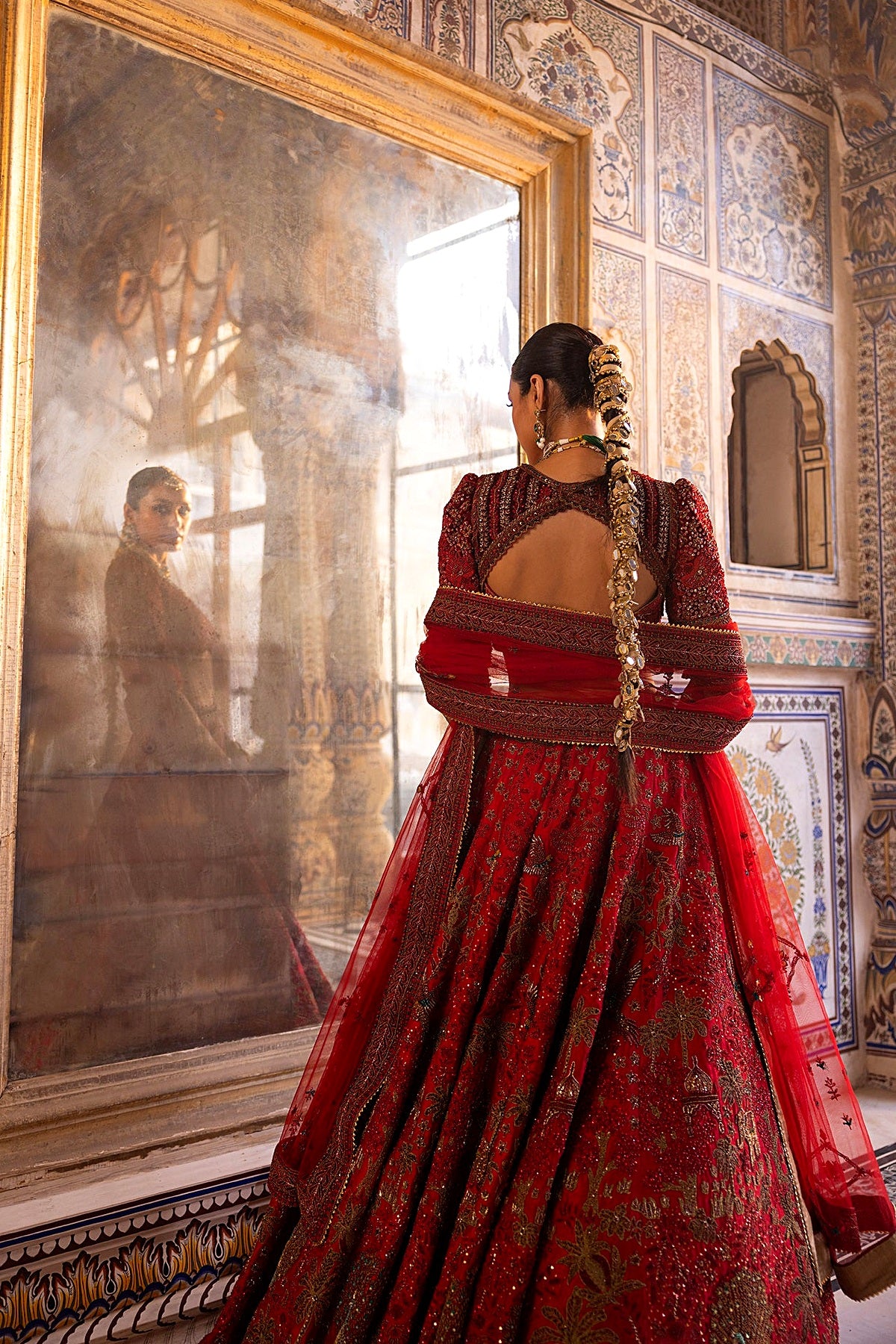 Red Bridal Lehenga with Dabka Zardozi Work