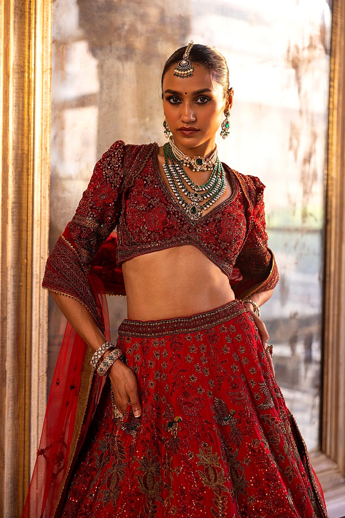 Red Bridal Lehenga with Dabka Zardozi Work