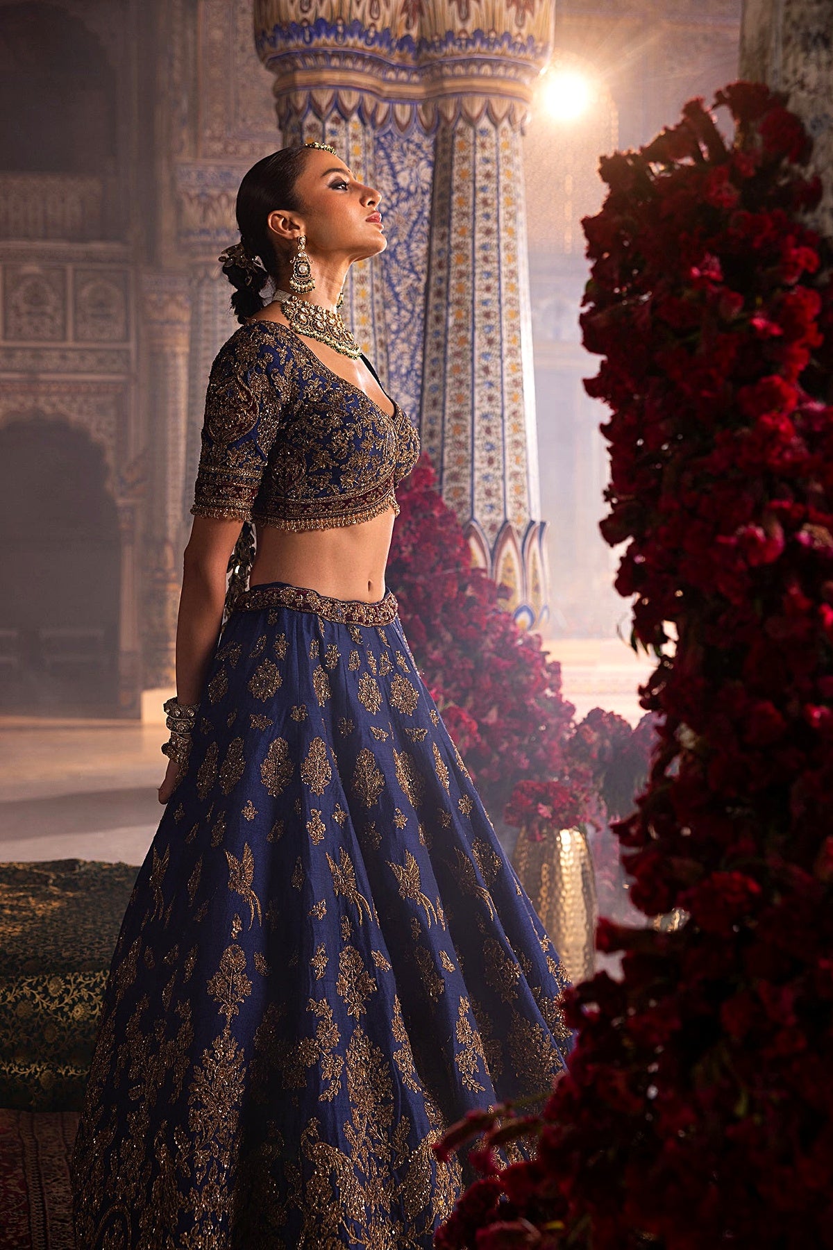 Antique Gold Zardozi Embroidered Lehenga Set