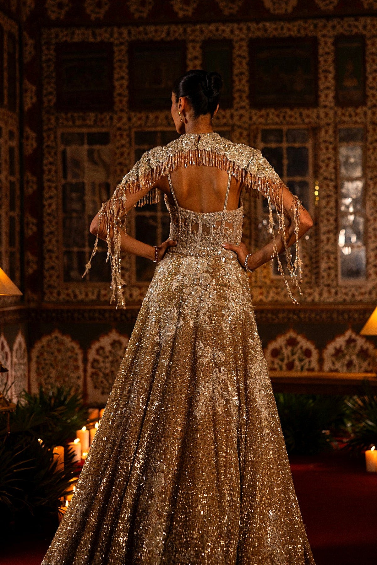 Gold Gown With Trail