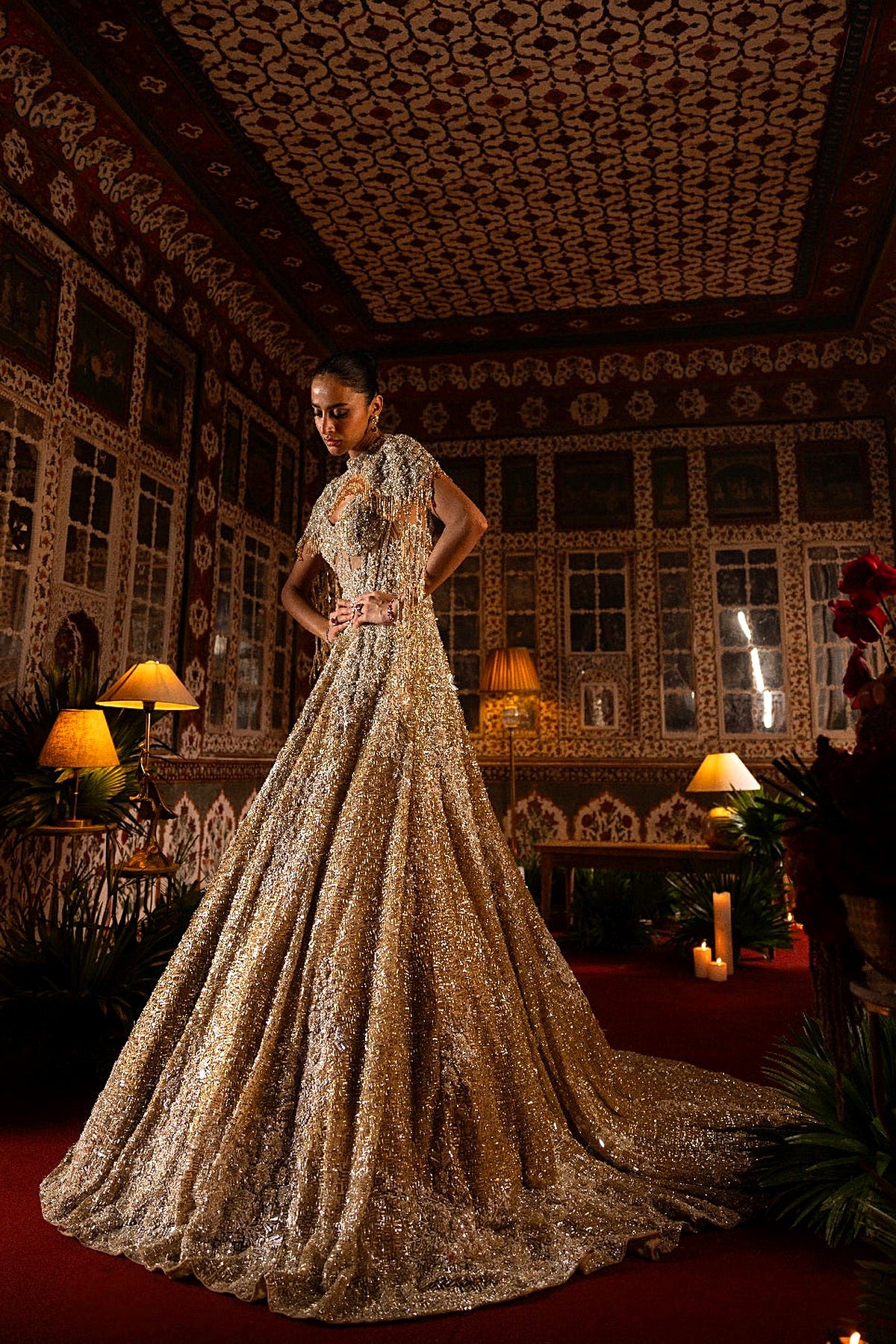 Gold Gown With Trail