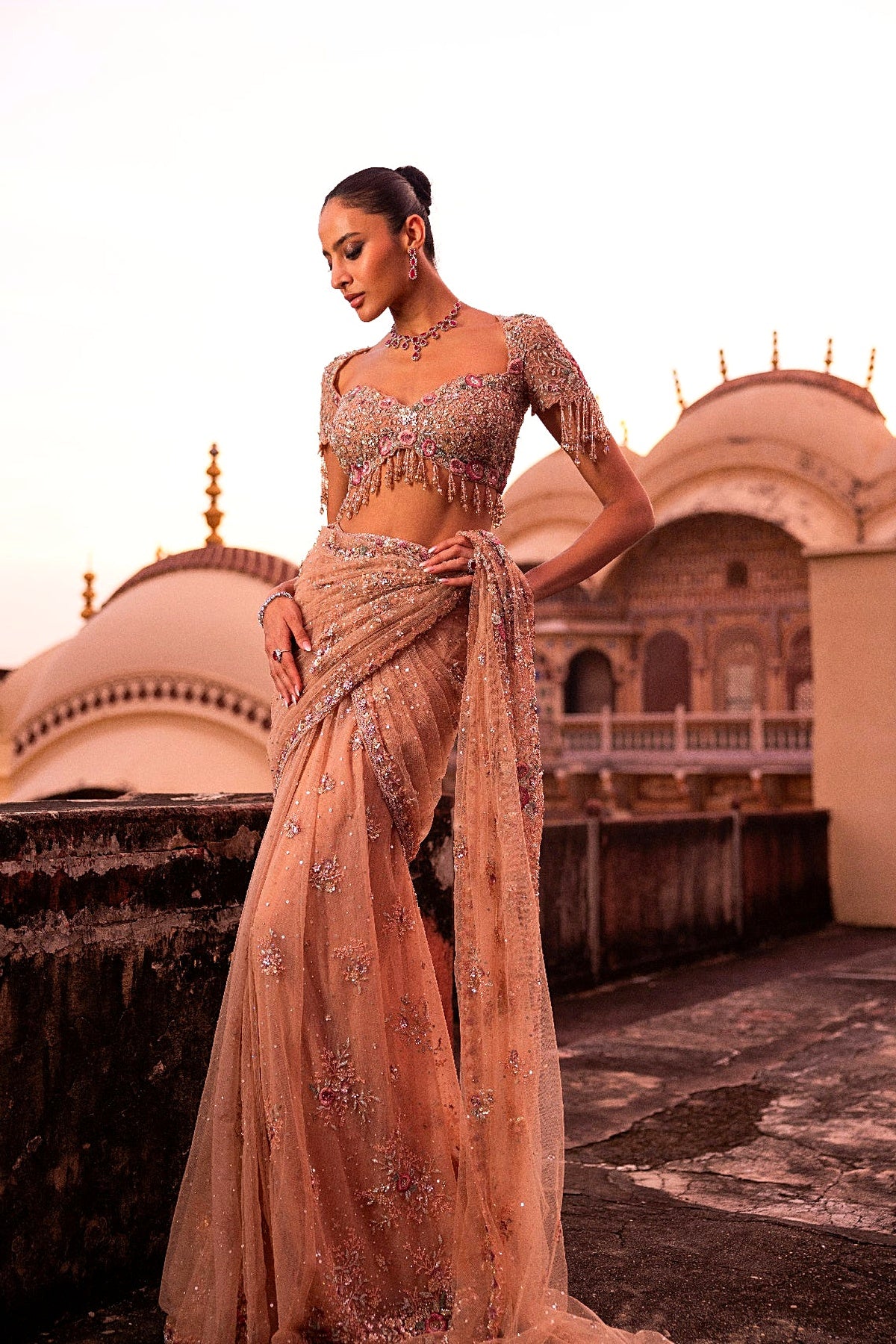 Peach Saree Set