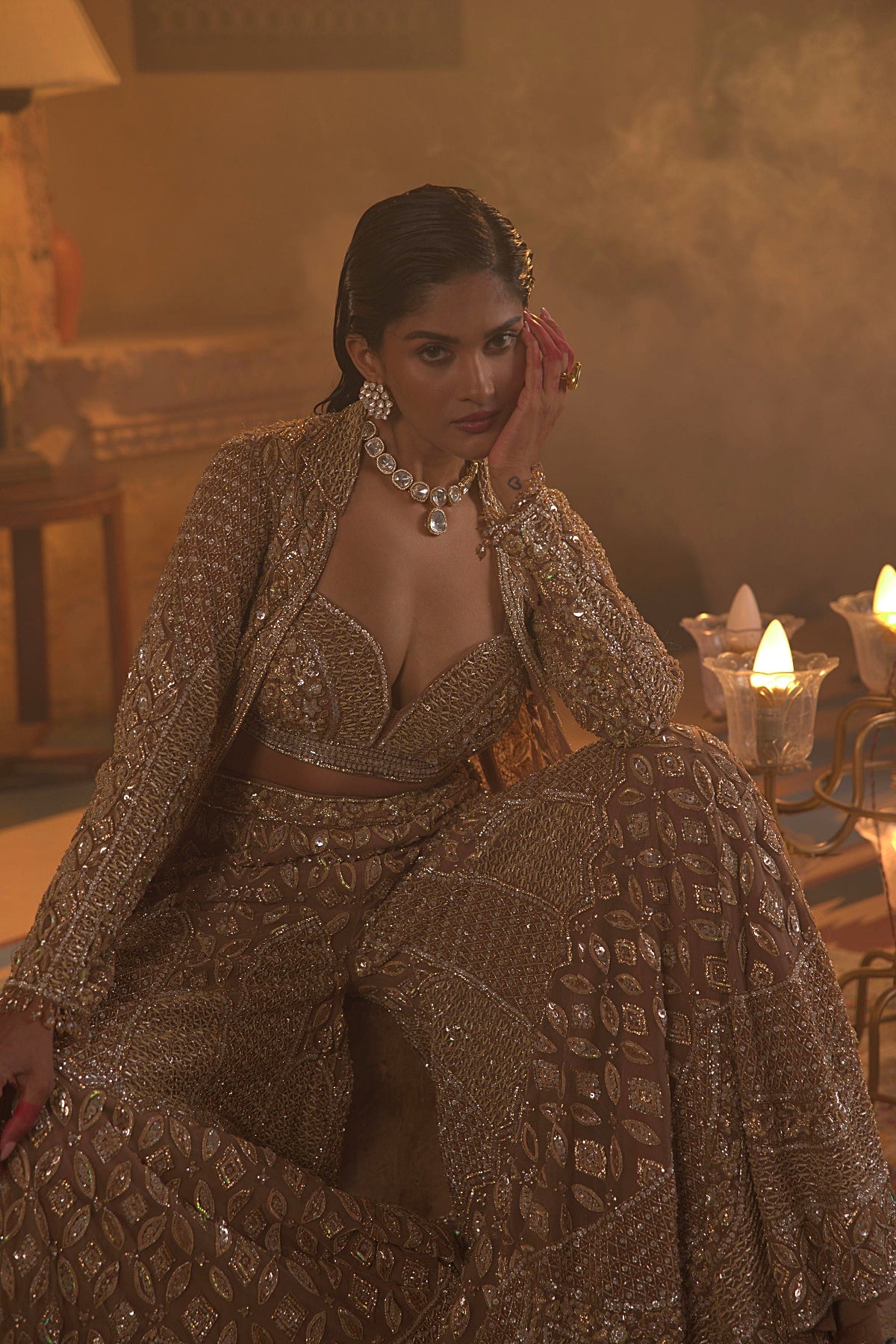 Beige Sharara Set