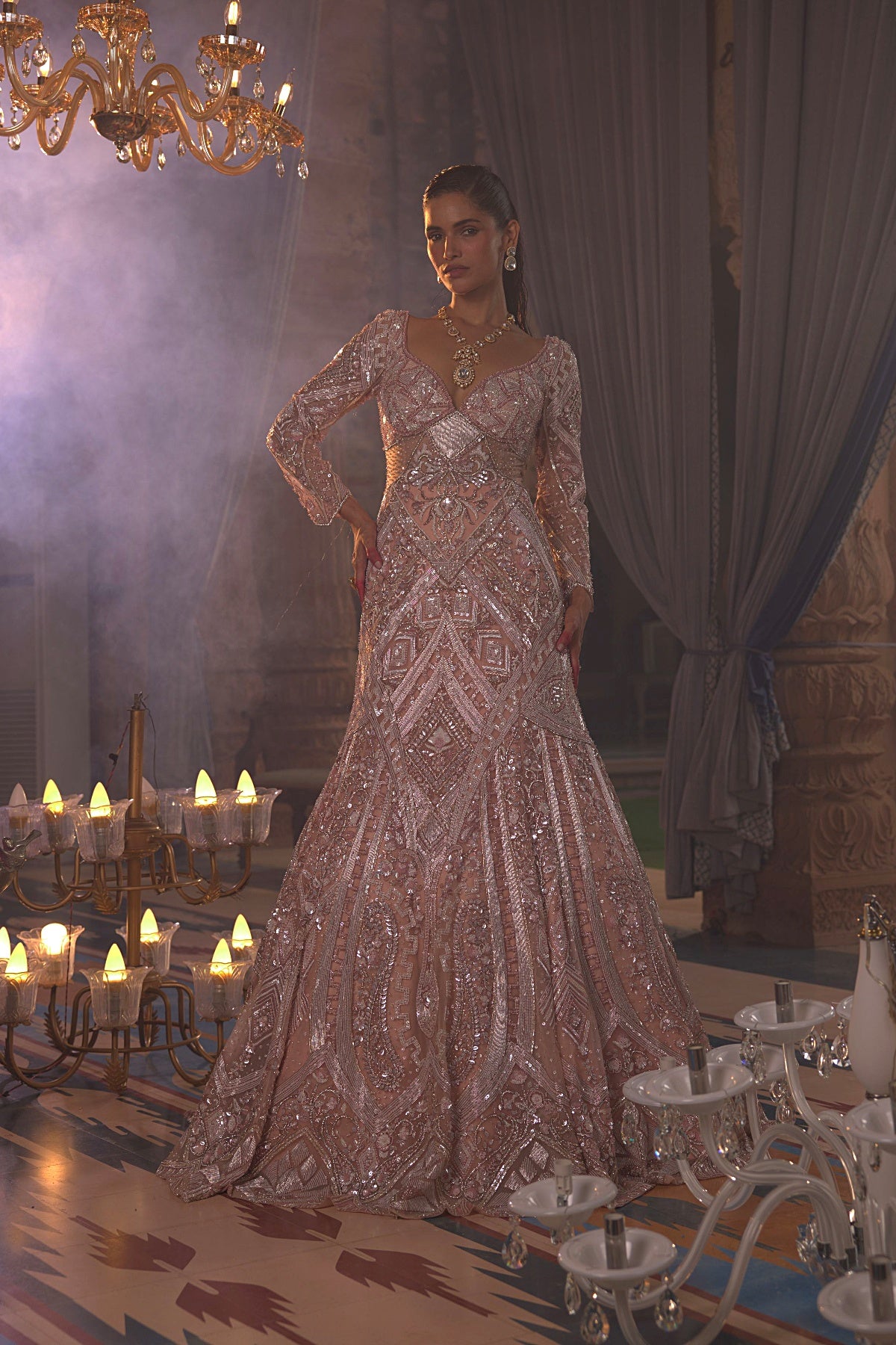 Beige Fish Cut Gown