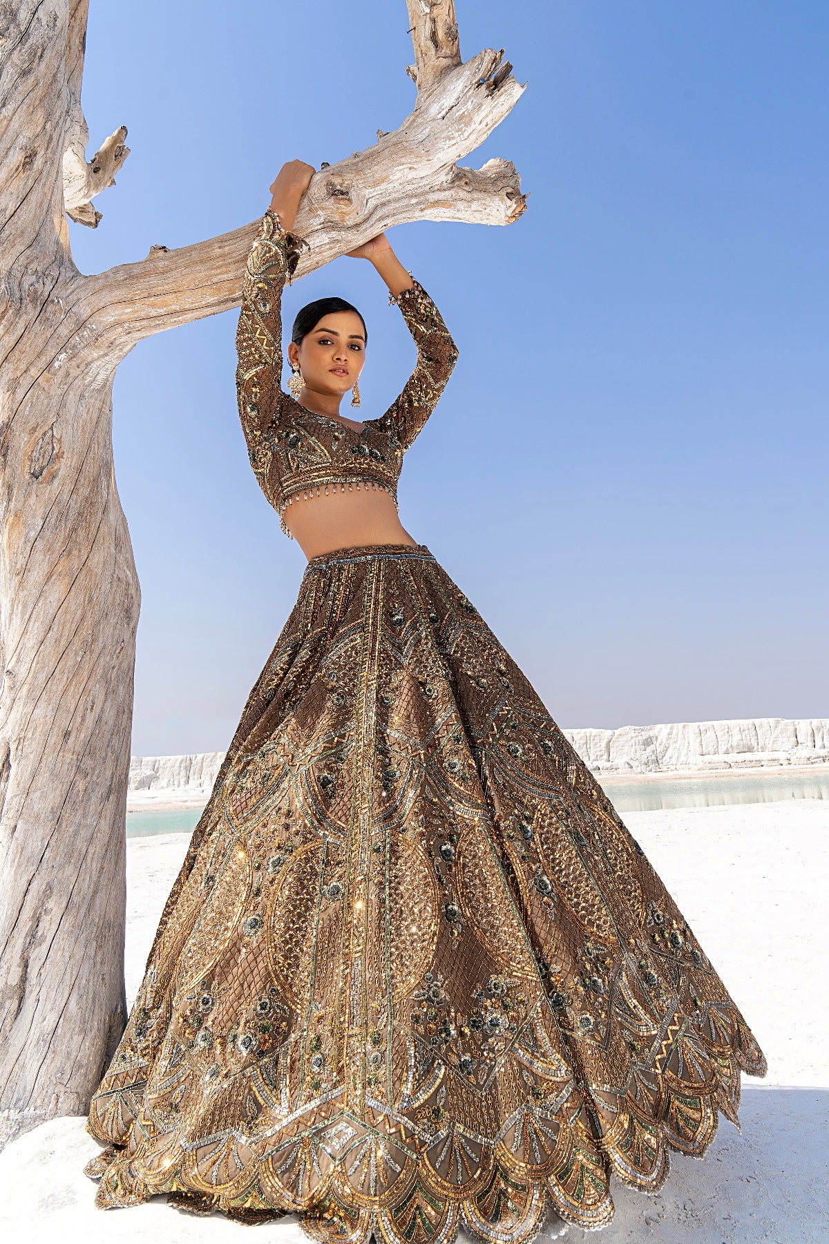 GREEN EMBELLISHED LEHENGA SET