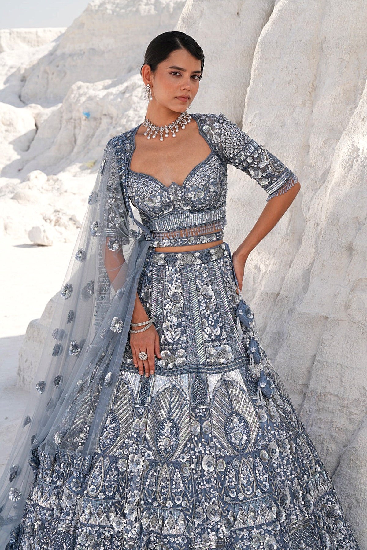 ICE BLUE LEHENGA SET