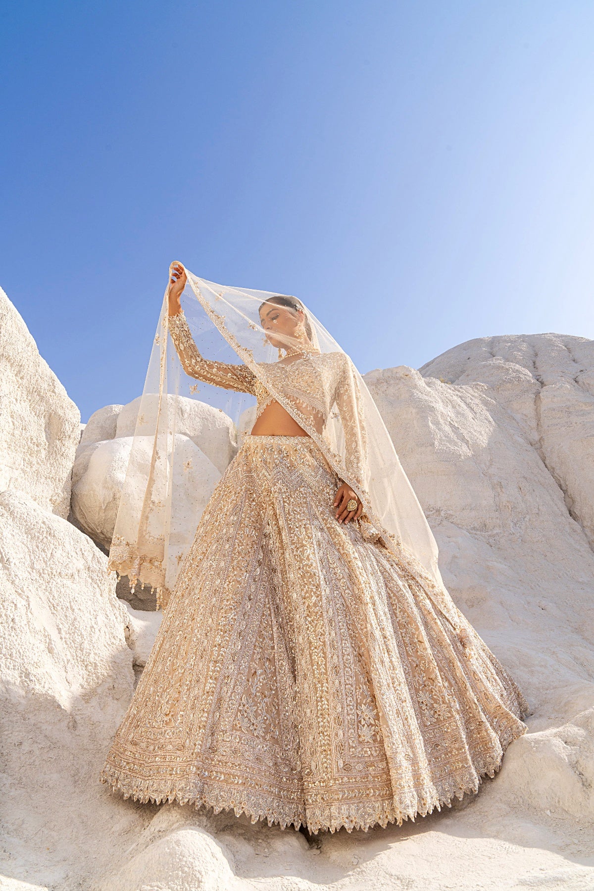 IVORY GOLD EMBELLISHED LEHENGA SET