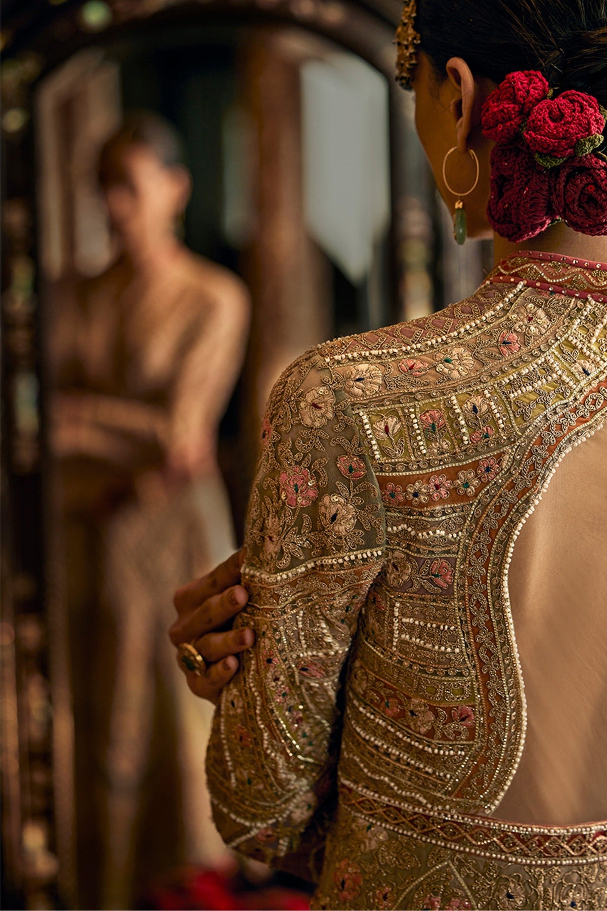 Ice Blue Tulle Kalidar Jacket and Lehenga