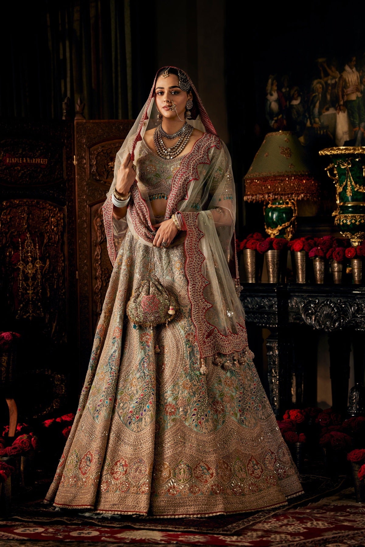 Ice Blue Tulle Lehenga