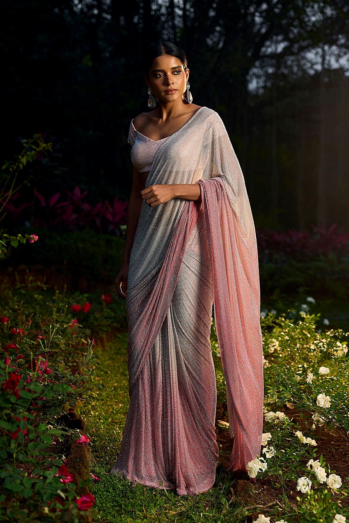 Gulrangi Crystal Saree Set