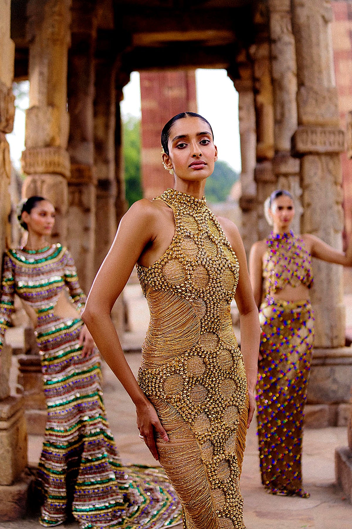 Maya Gold Stone Dress