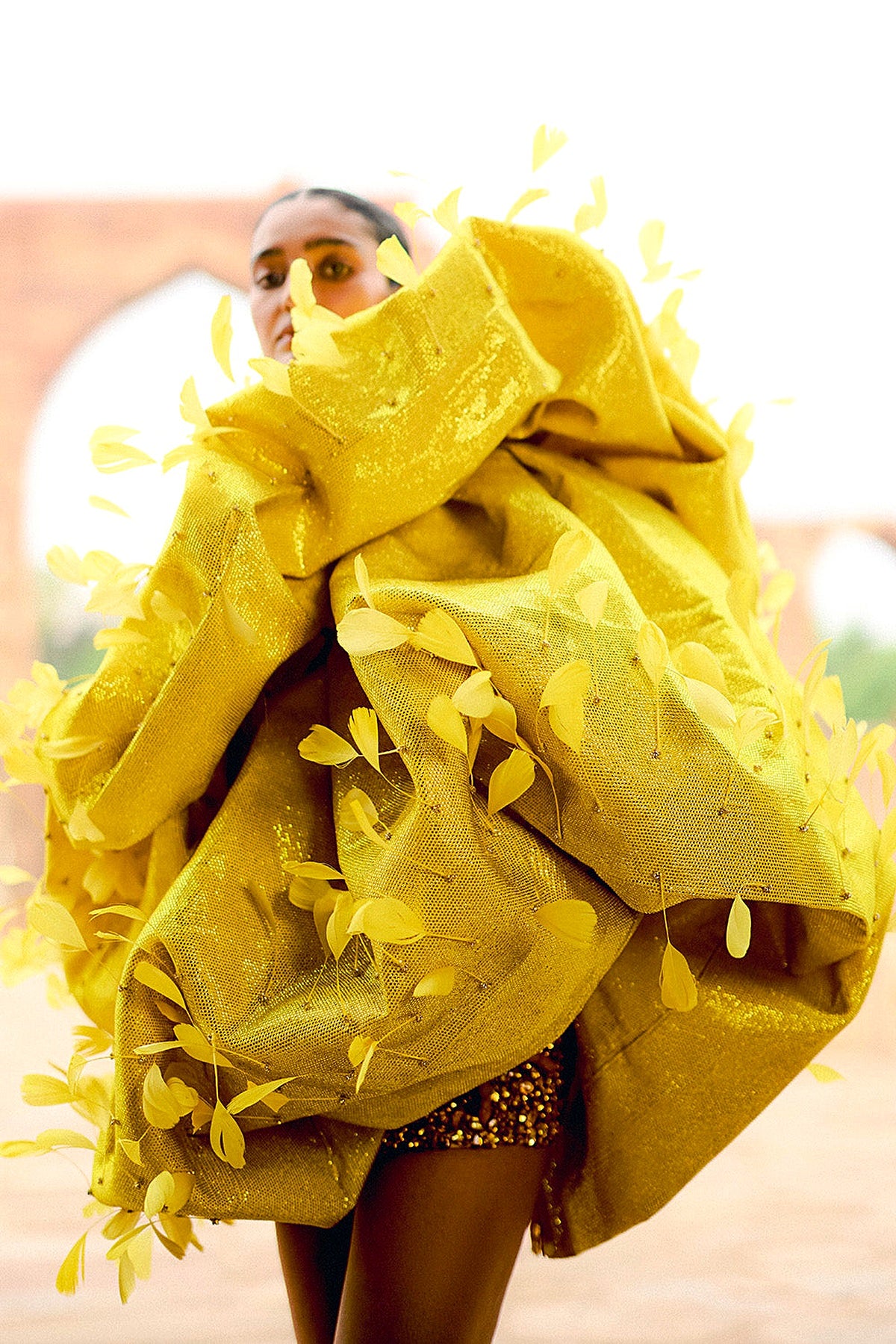 Raviya Yellow Mini Dress With Volume