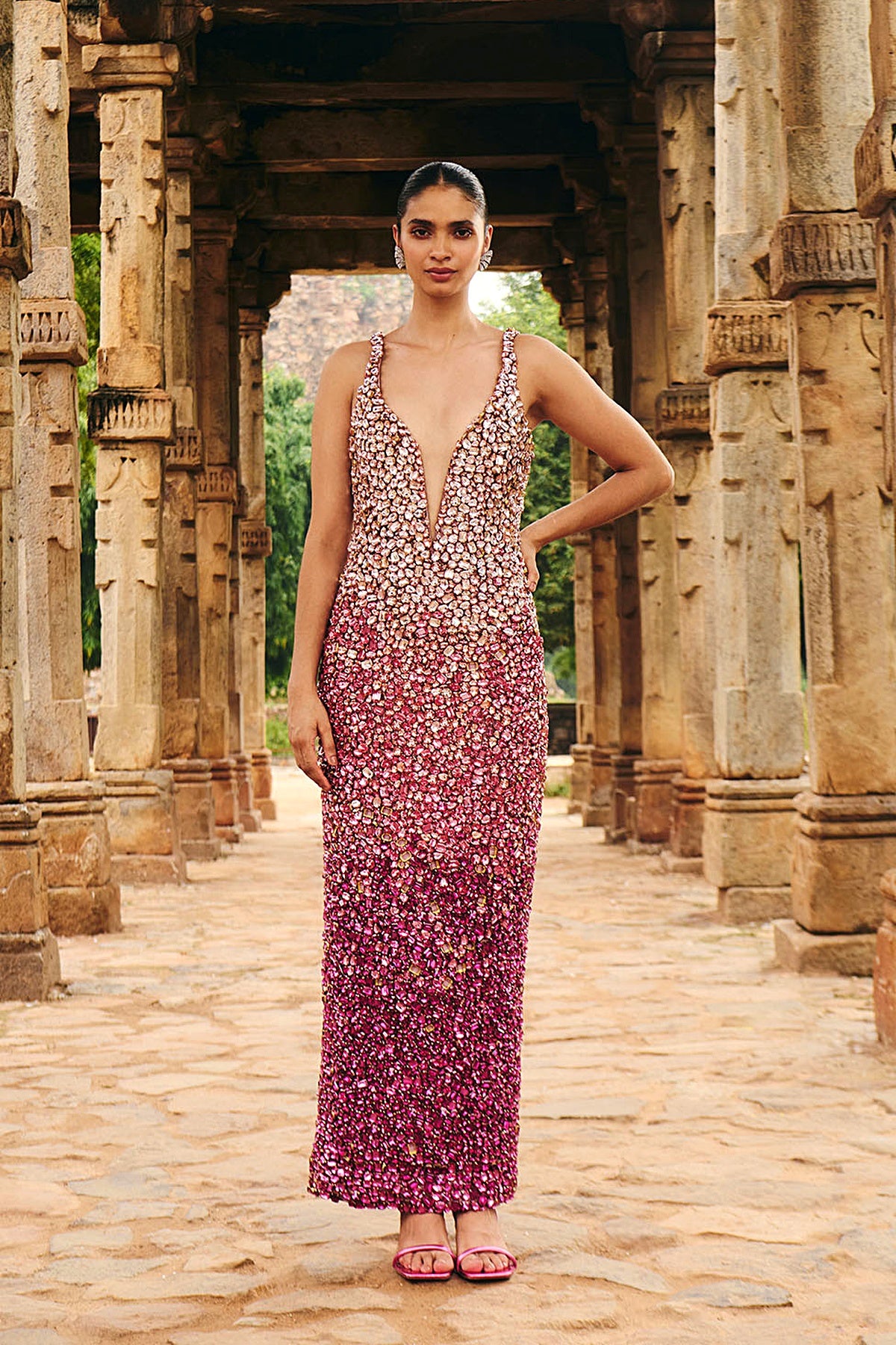 Bhavi Pink Ombre Pink Dress