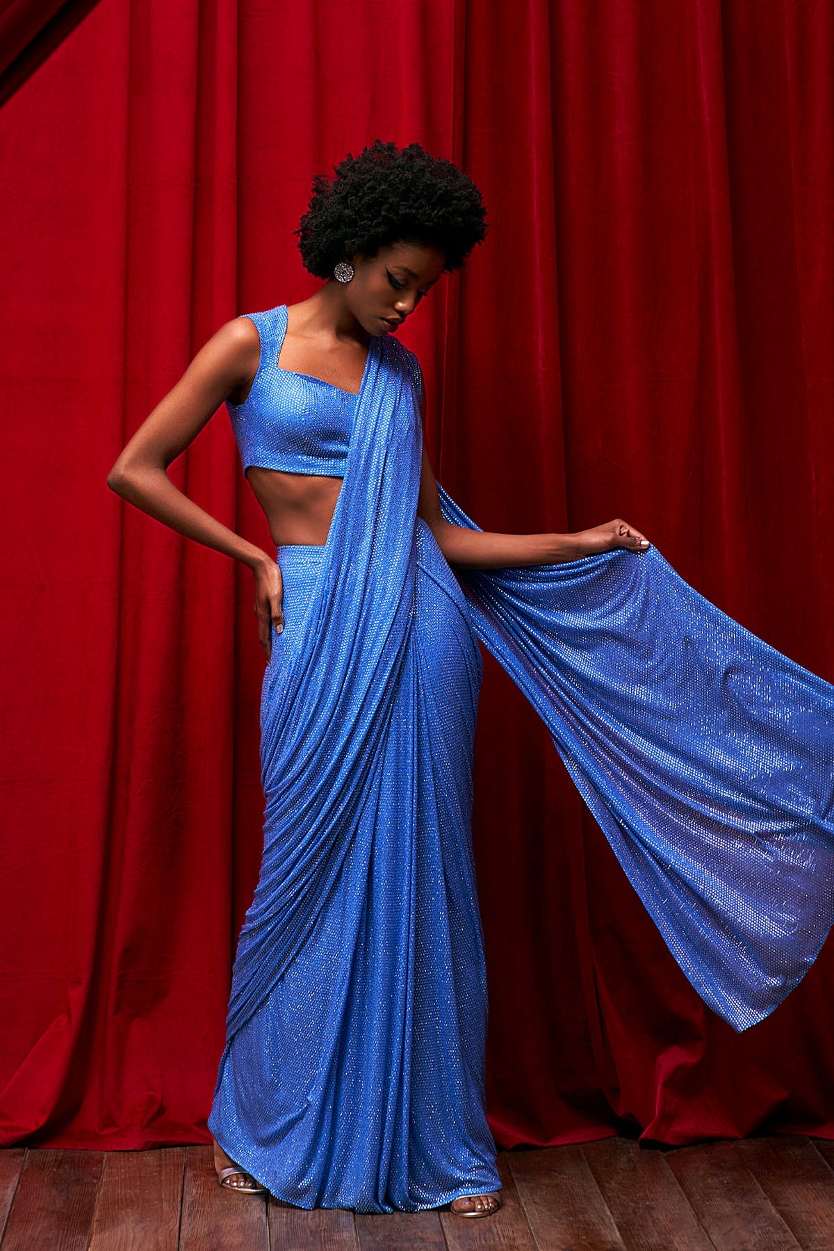 Etheral Azure Crystal Saree