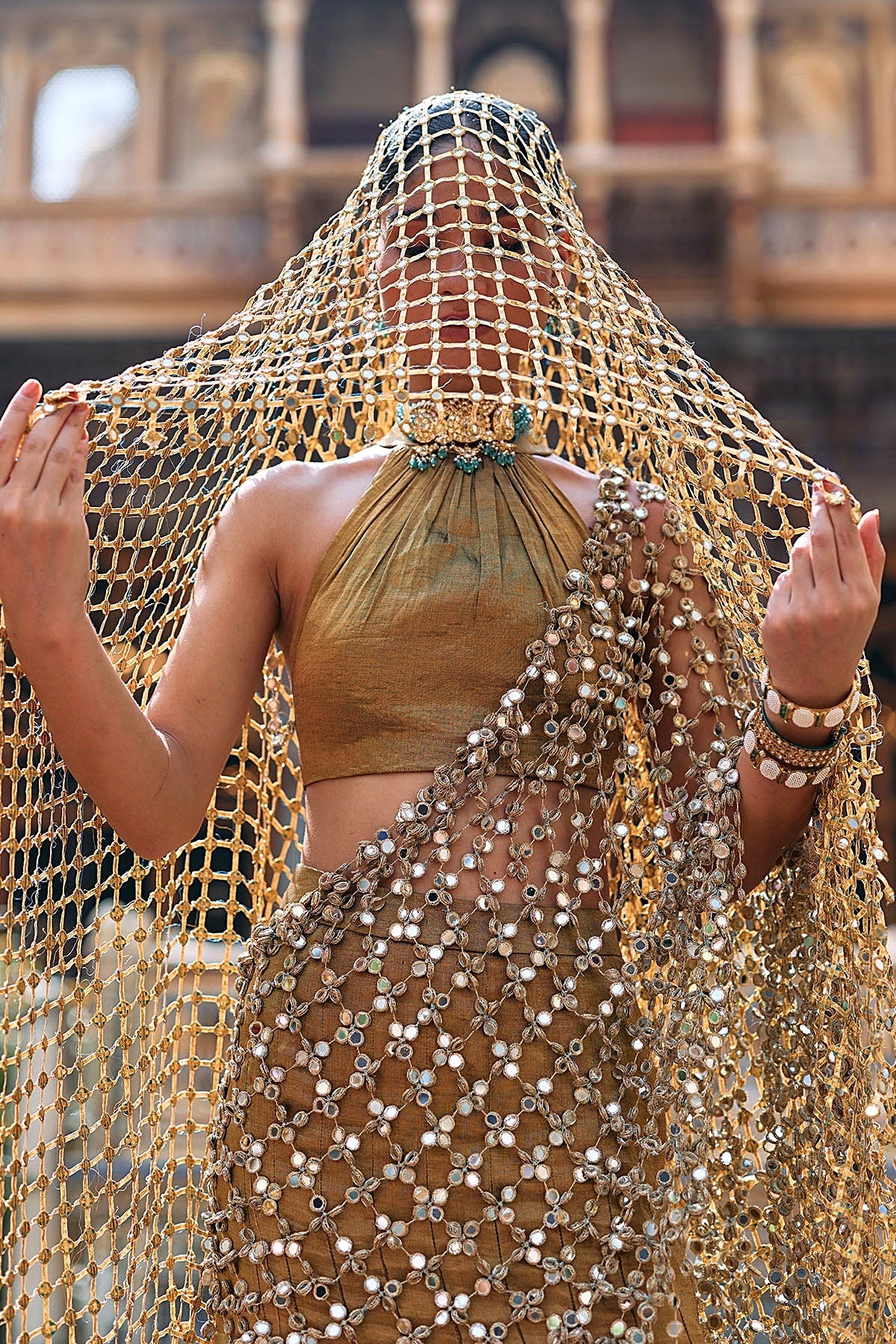 Mandira Lehenga Set with Sheeshya Veil