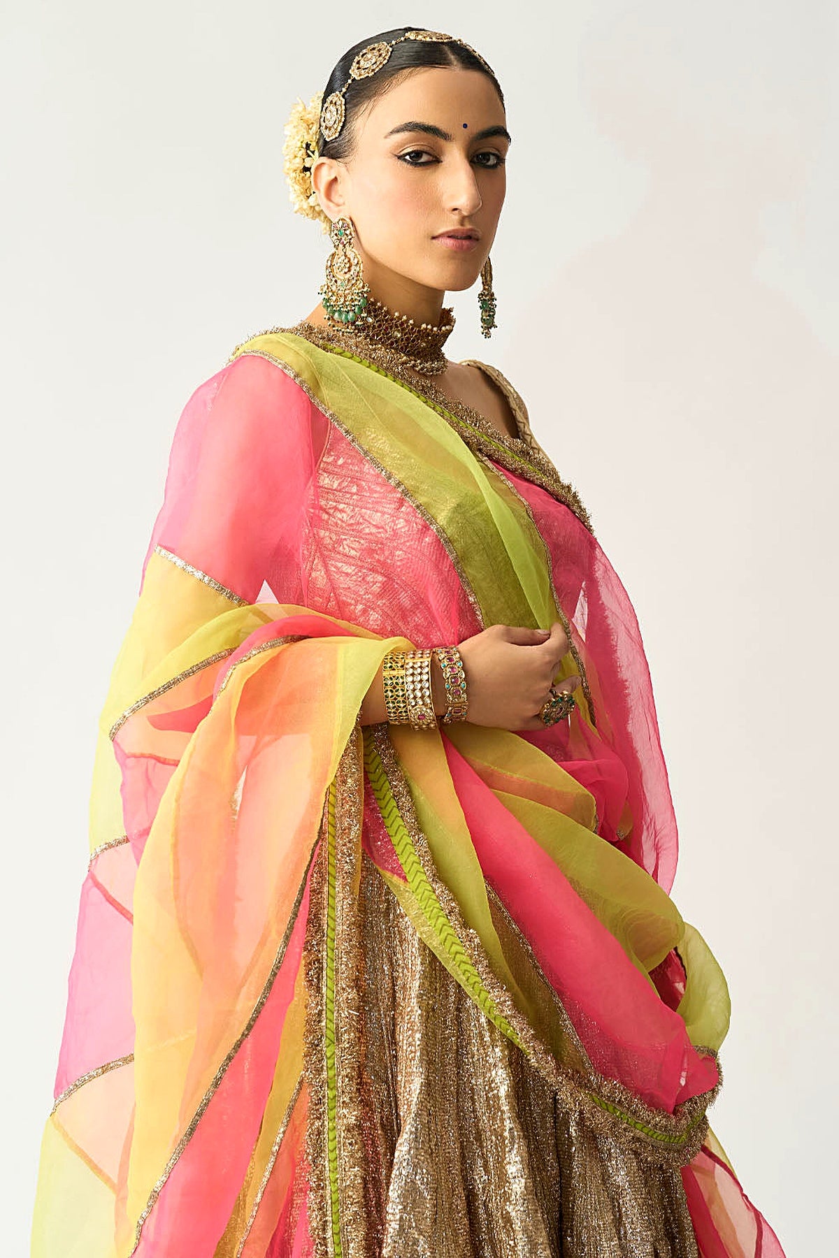 Kashvi Dupatta Dhoop Chao Sona Chandi Lehenga Set