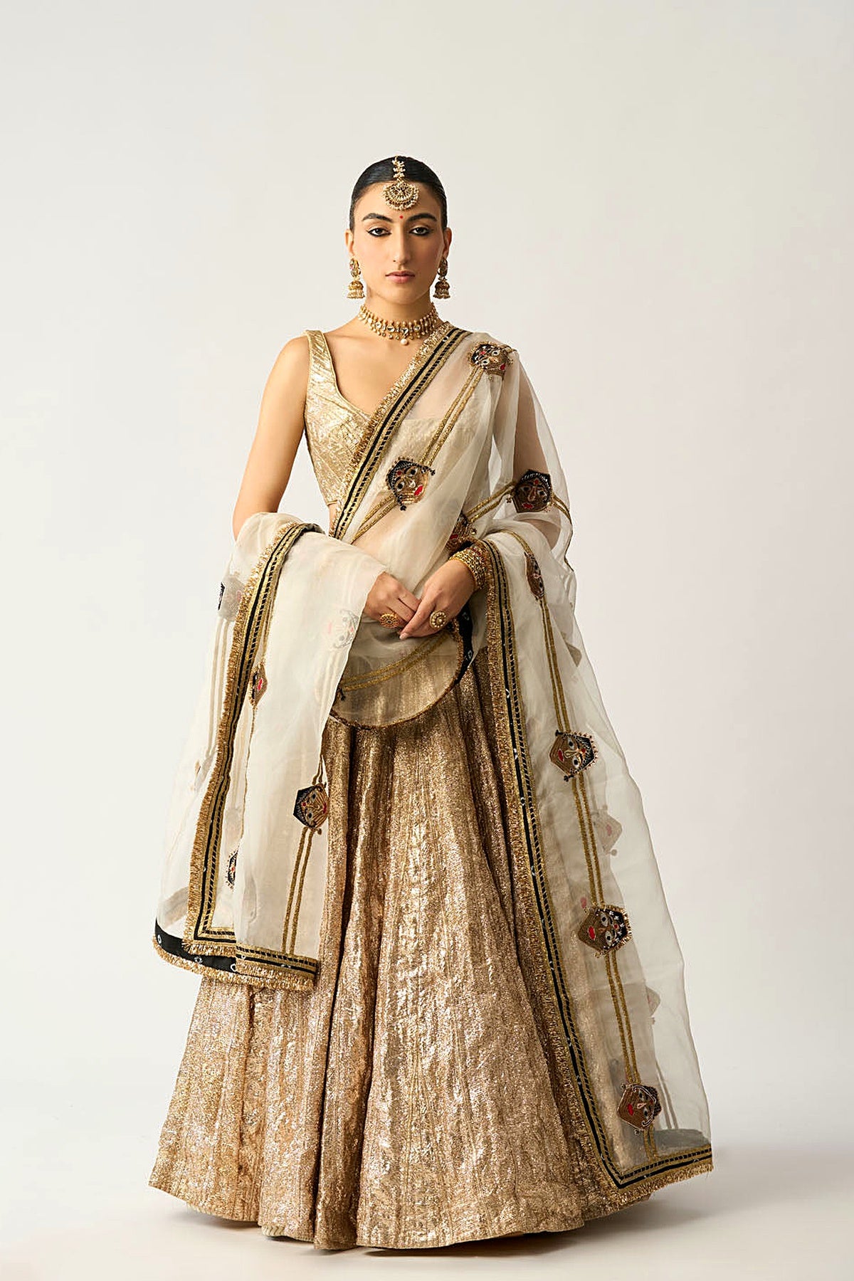 Safed Katputli Chandi Lehenga Set