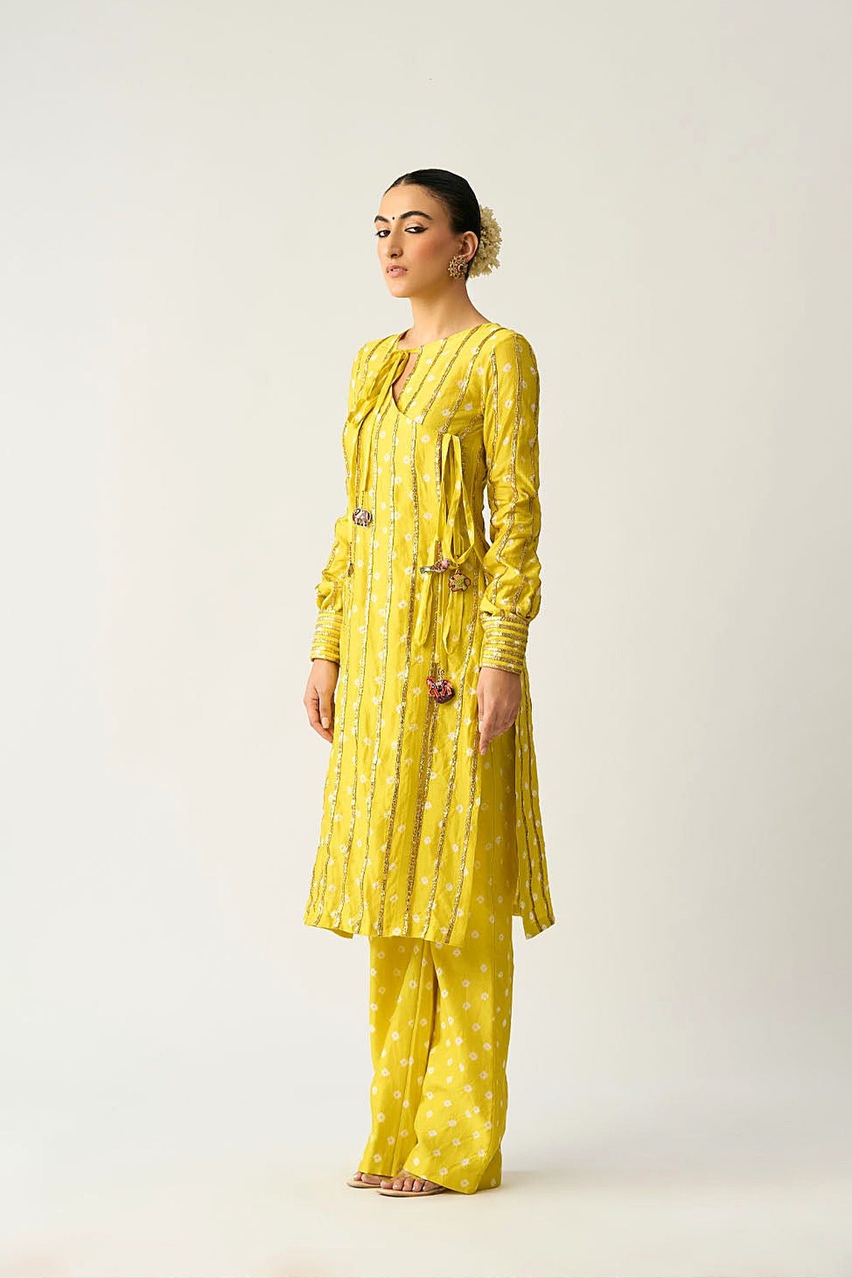 Adini Bandhani Peela Co-ord Set