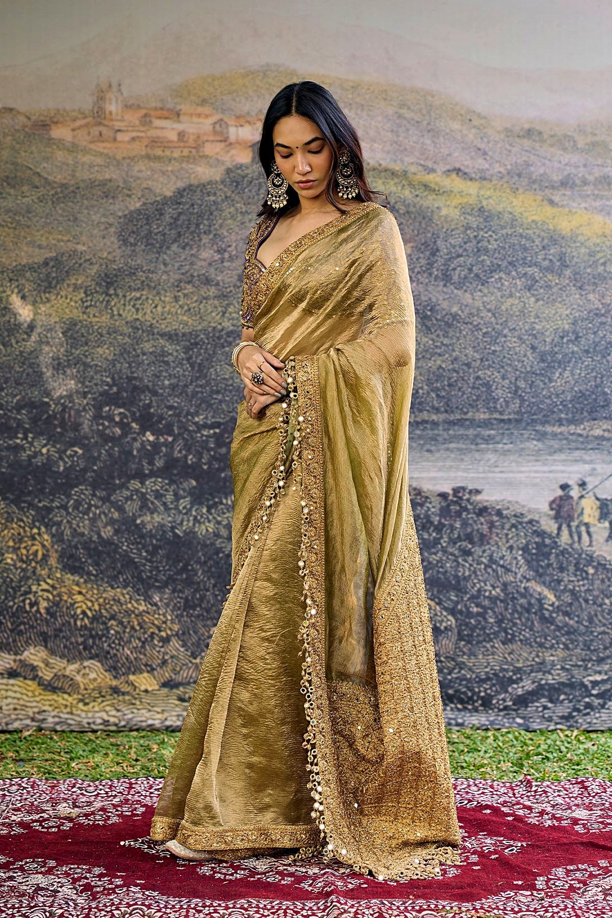 Zarvika Fusion Tissue Saree Set