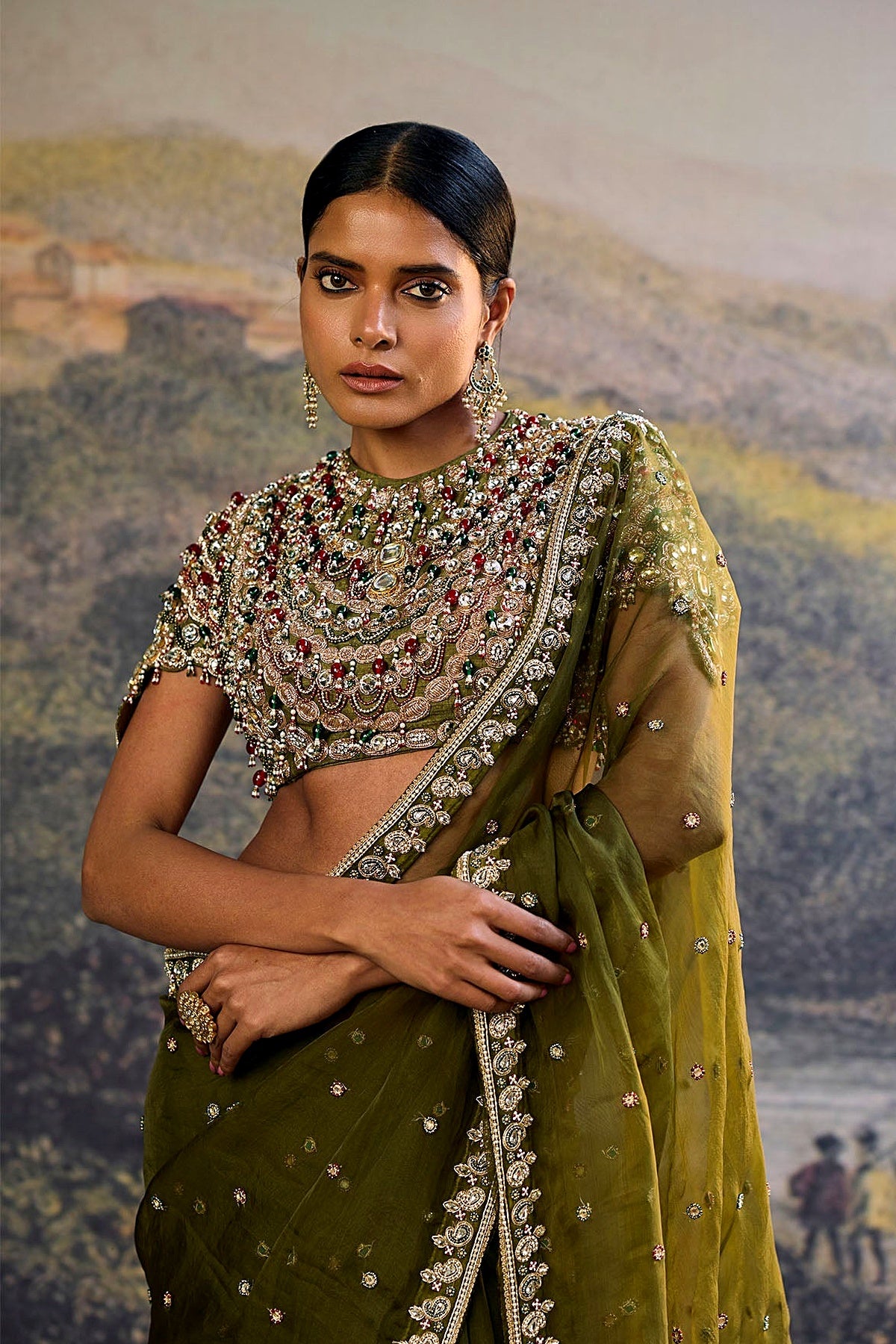 Zoya Jewel Organza Saree Set