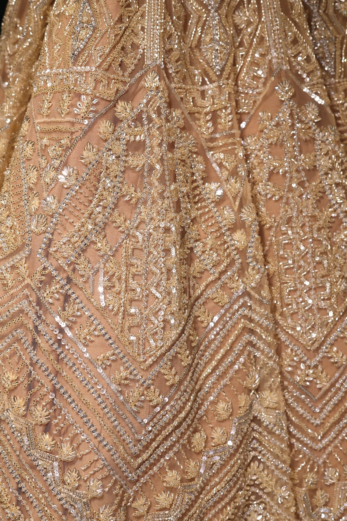 Light Gold Net Sequins Embroidered Lehenga Set