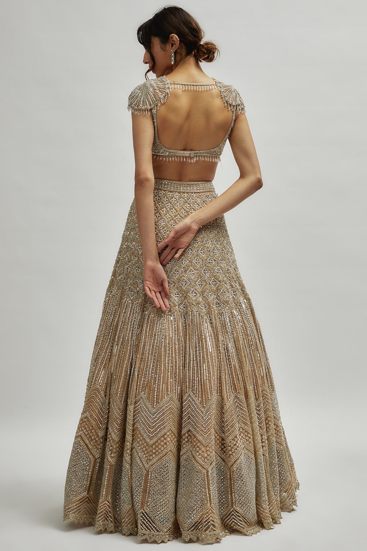 Chrome Gold Net Embroidered Lehenga Set
