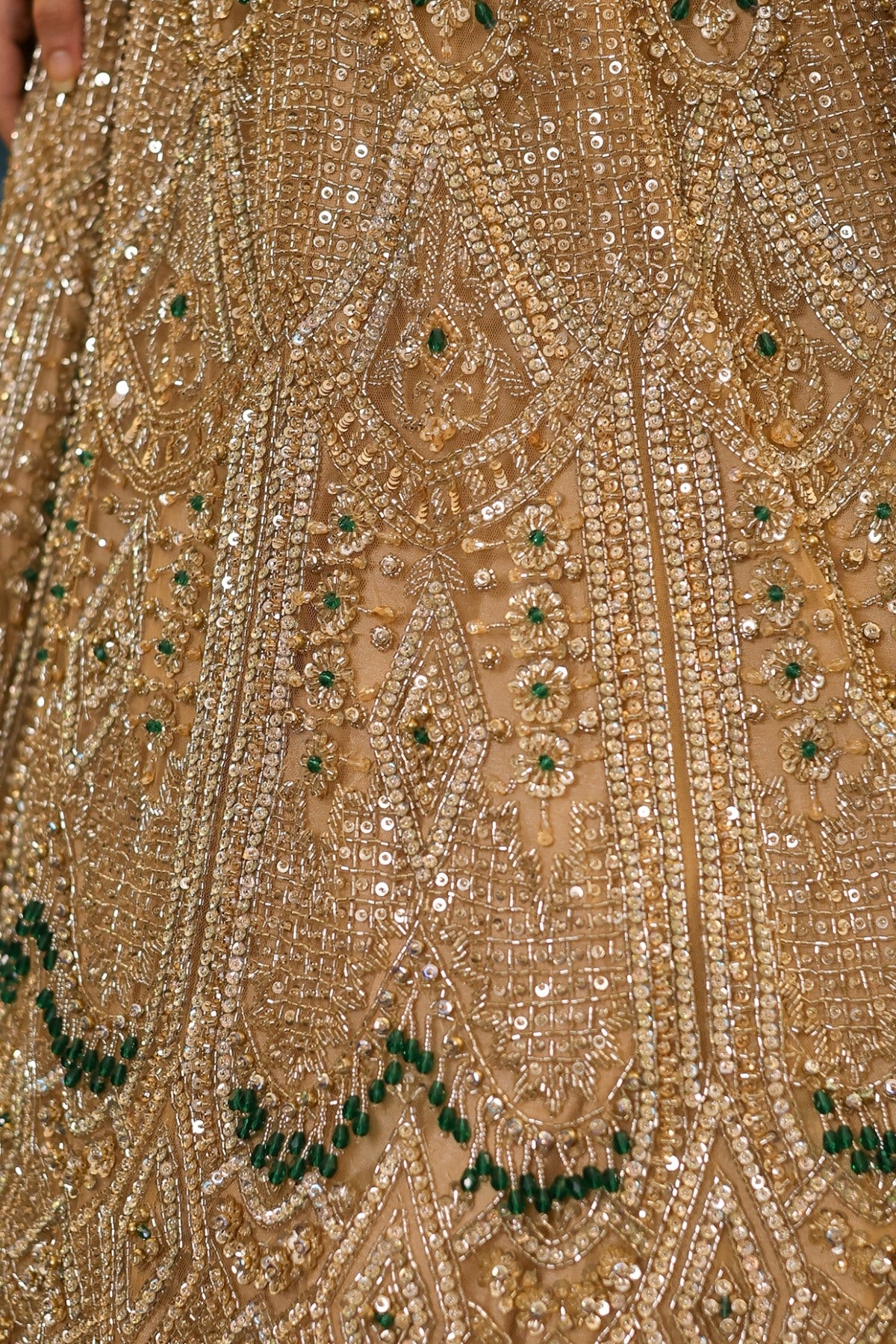 Gold Net Floral Embroidered Lehenga Set