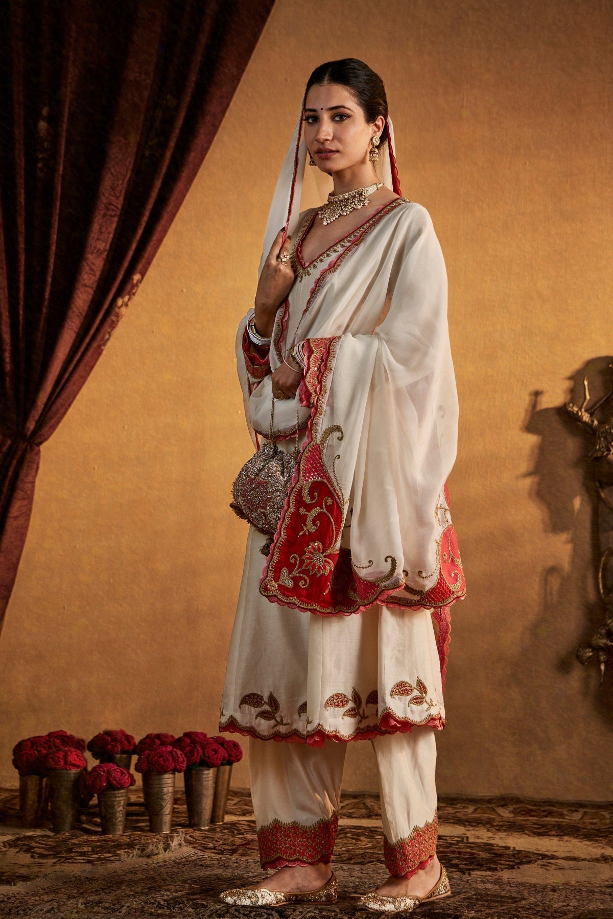 Ivory Floral Kalidar Set