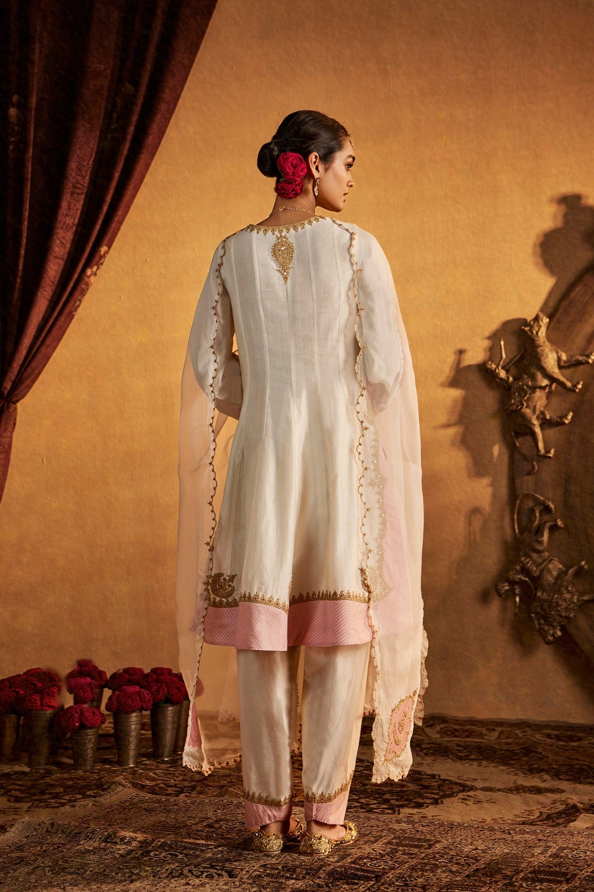 Ivory-Pink Kalidar Set