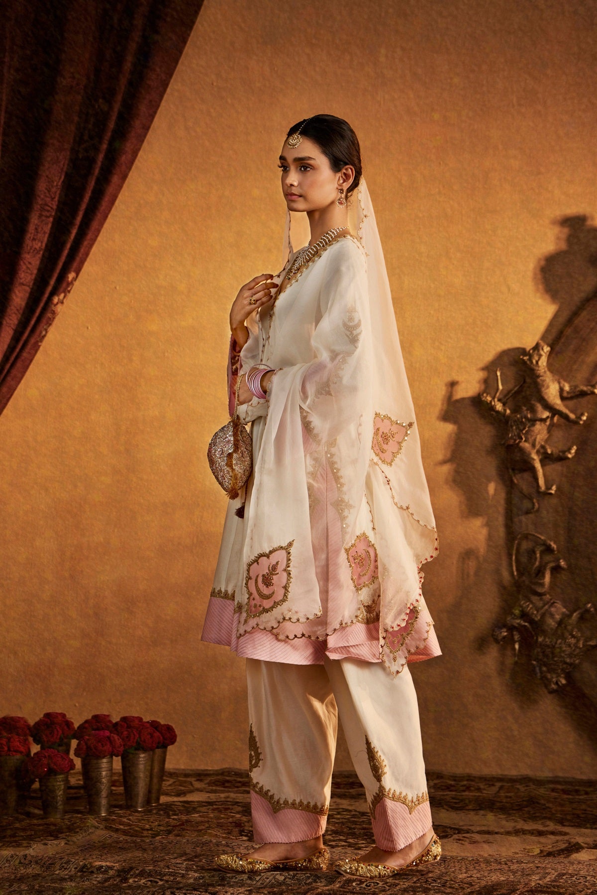 Ivory-Pink Kalidar Set