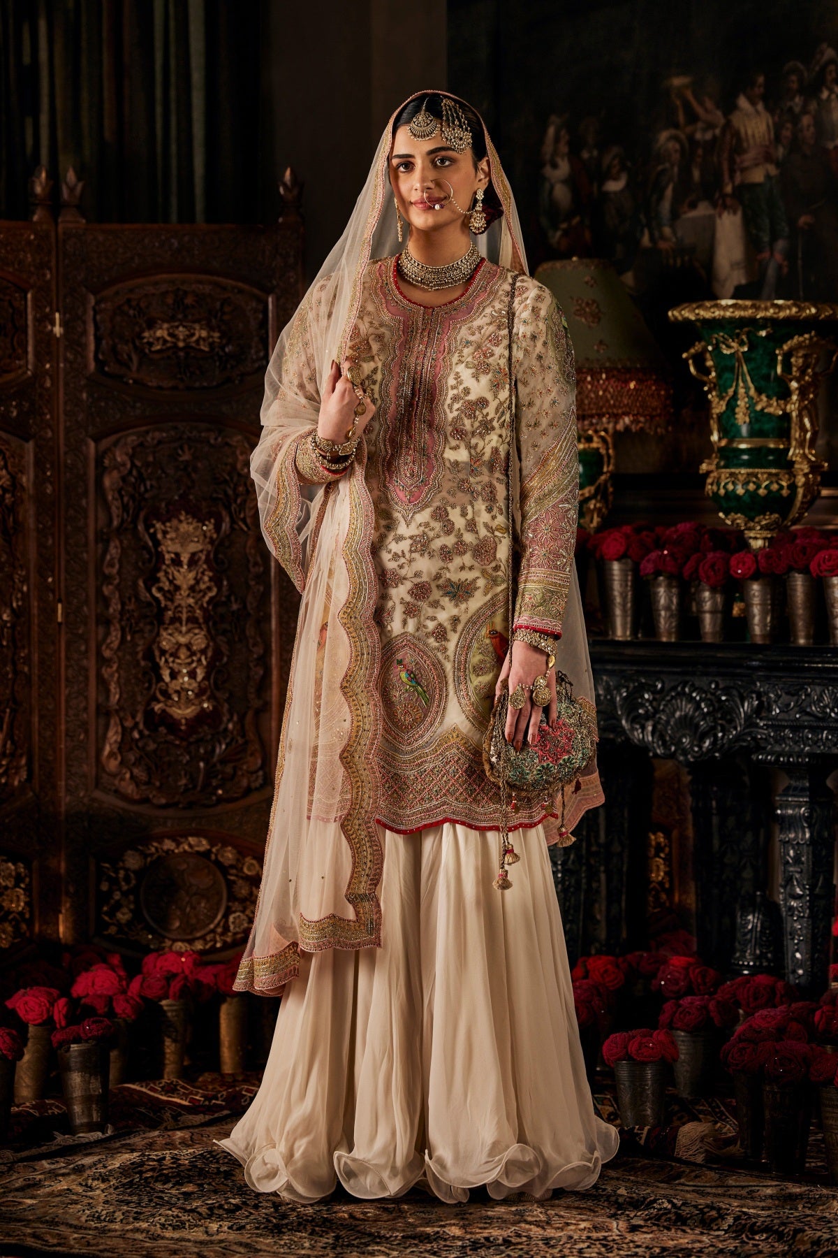 Ivory Tulle Kurta and Gharara