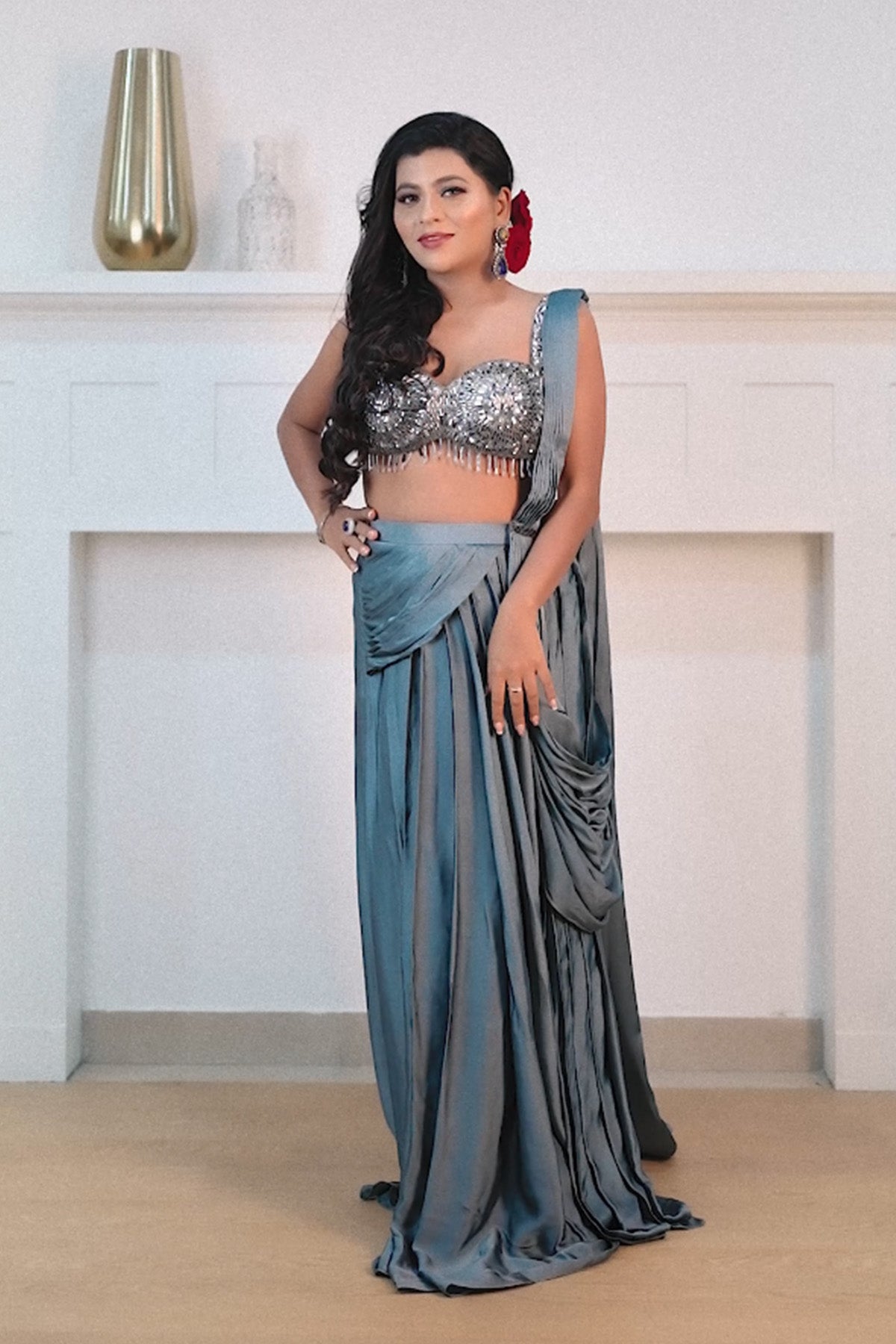 Sana Ghauri in Jade Saree