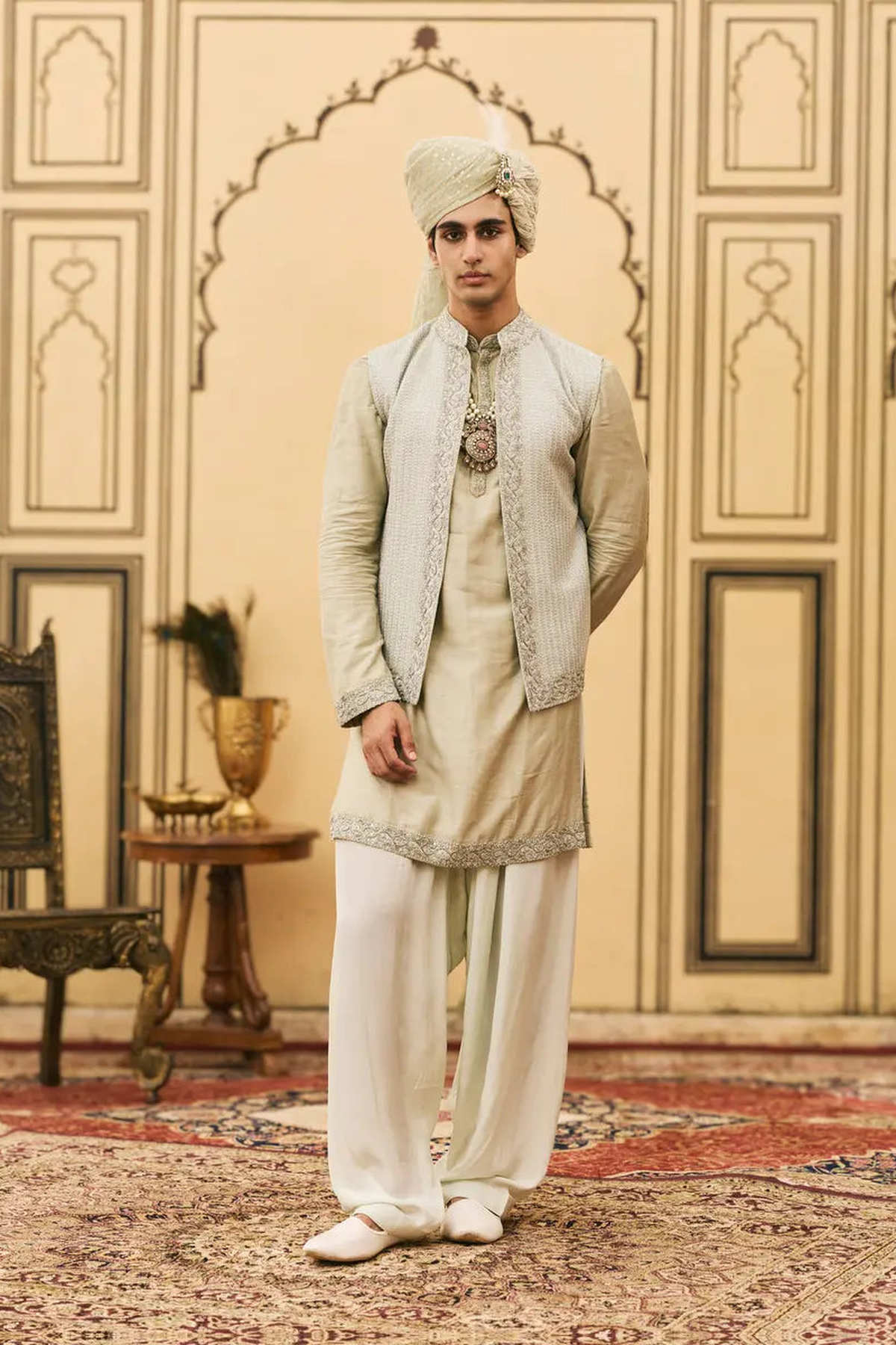 Jalabha Raw Silk Kurta Bundi Set