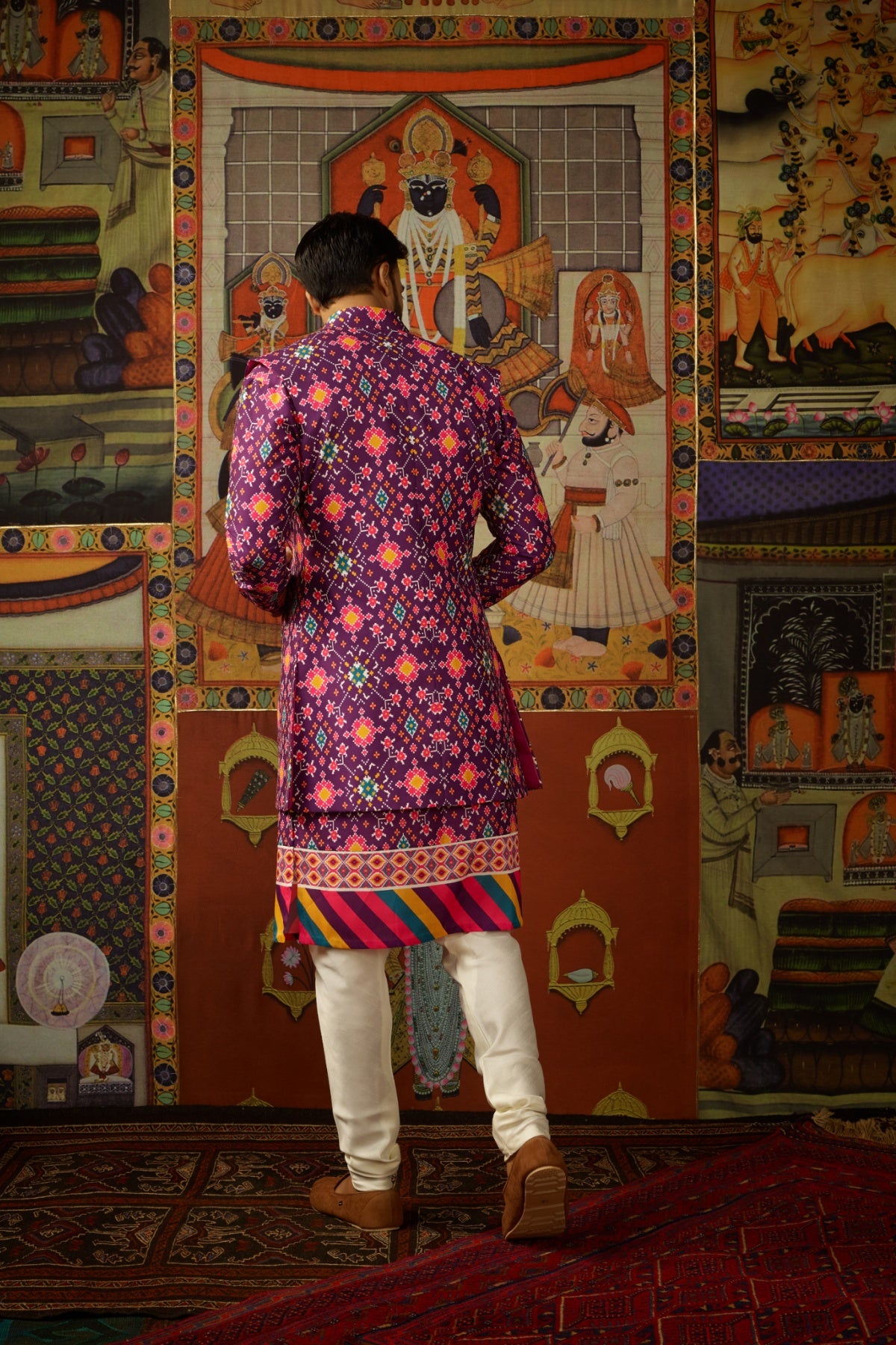 Jamun Kurta & Churridar Set with Bandhi