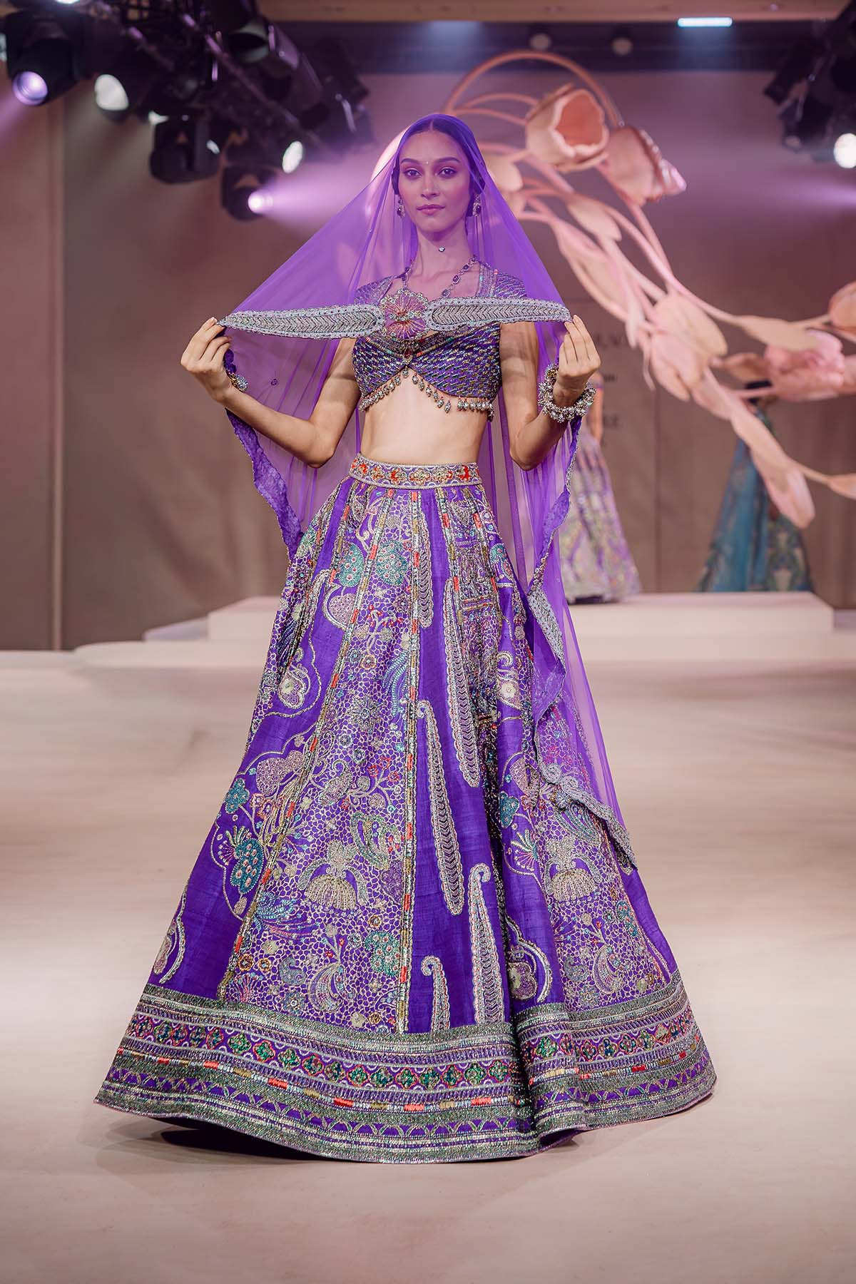 Shahnoor - purple raw silk lehenga