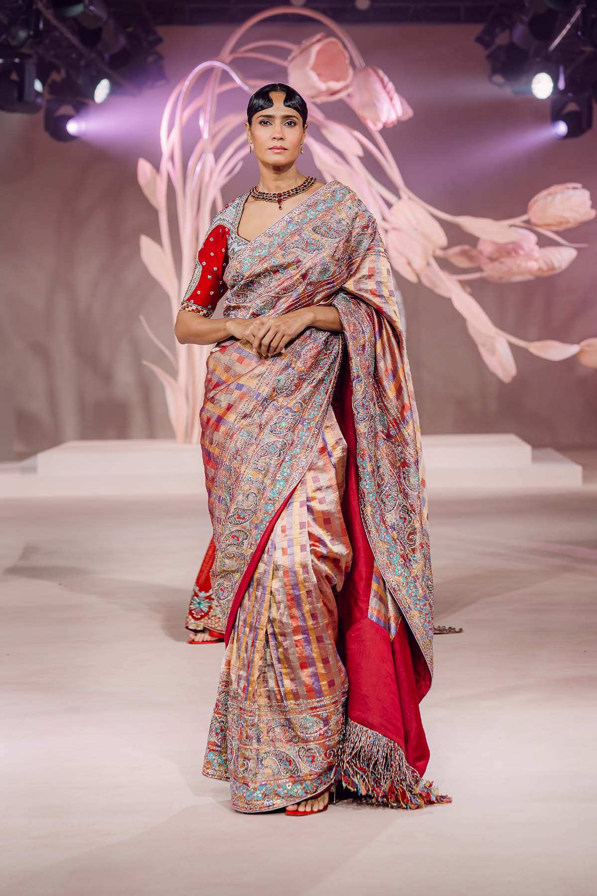 Rukhmini - multicolour banarasi tissue brocade saree
