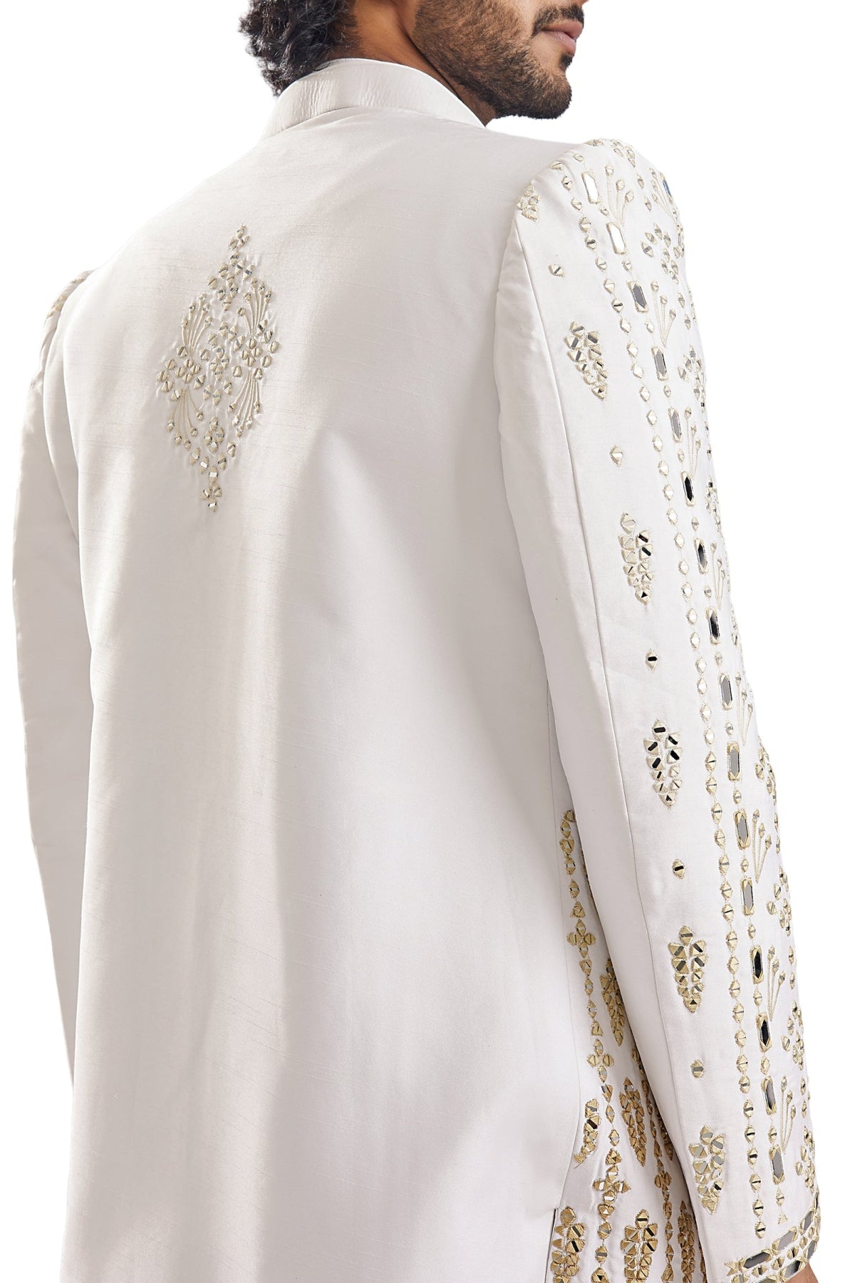 Sunshine Yellow Thread Mirror Groomsman Sherwani