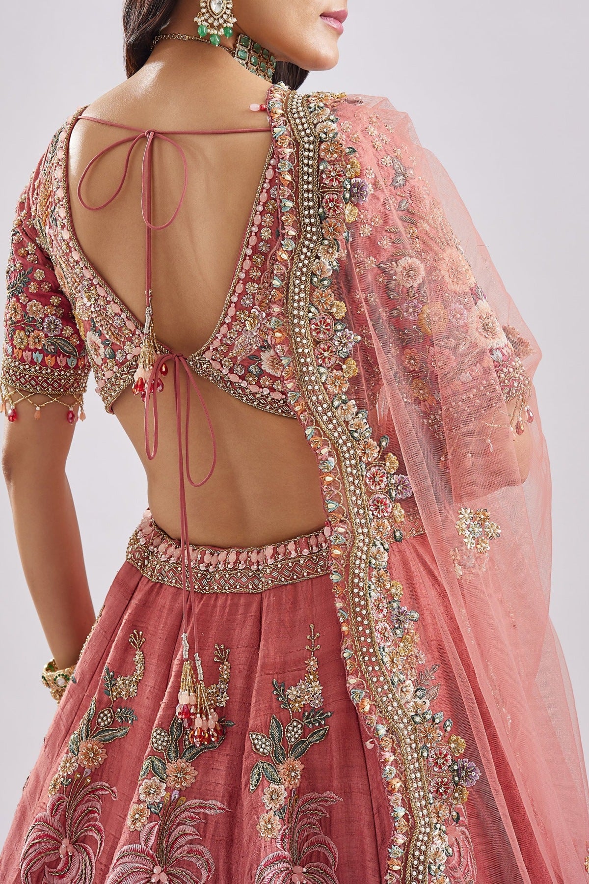 Ombre Pink to Hot Pink Resham Bridal Set