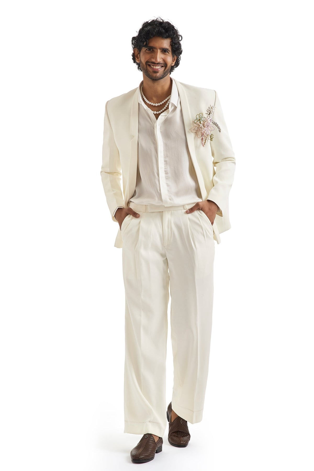 Ivory Pearl Embellished Tuxedo Set