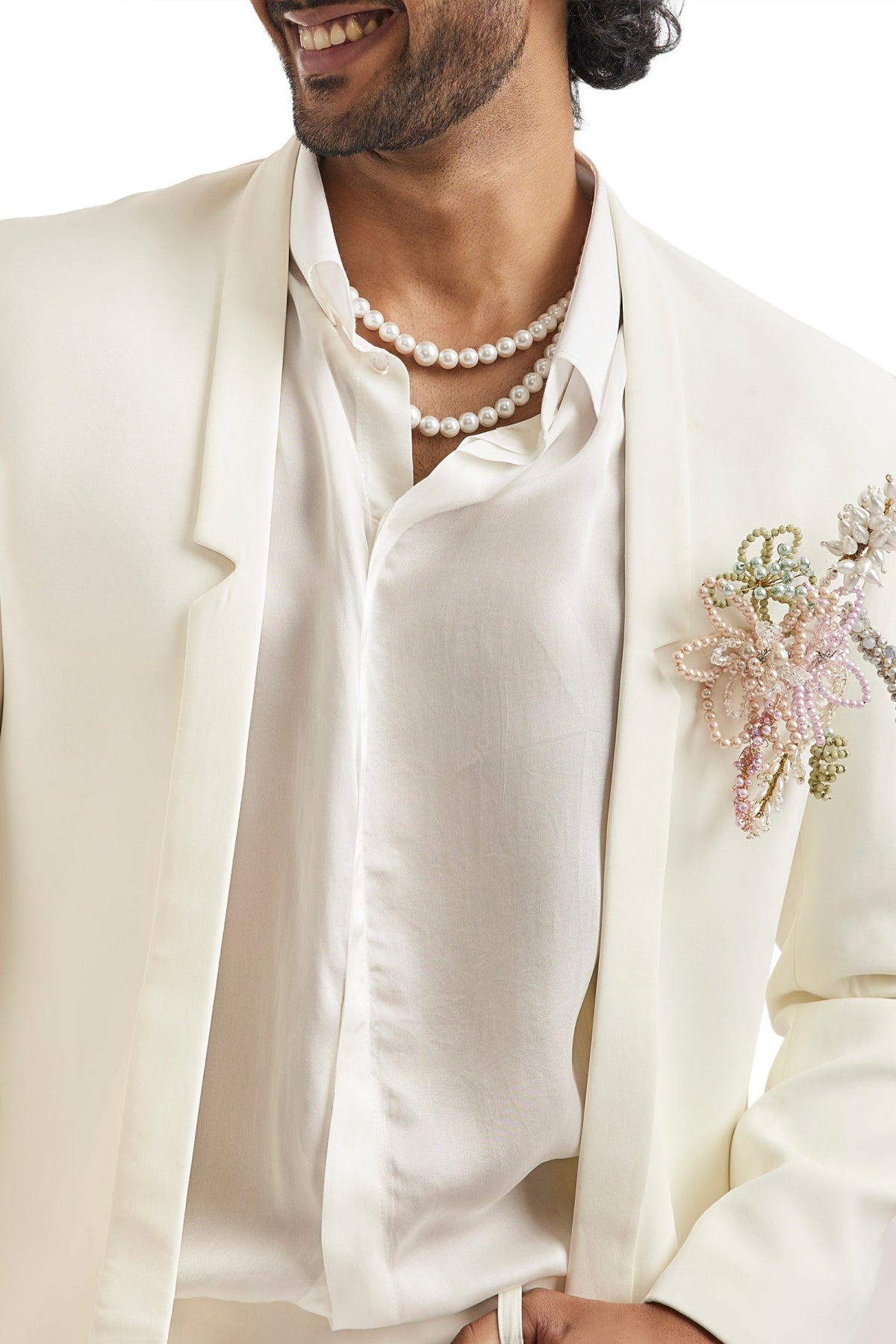 Ivory Pearl Embellished Tuxedo Set