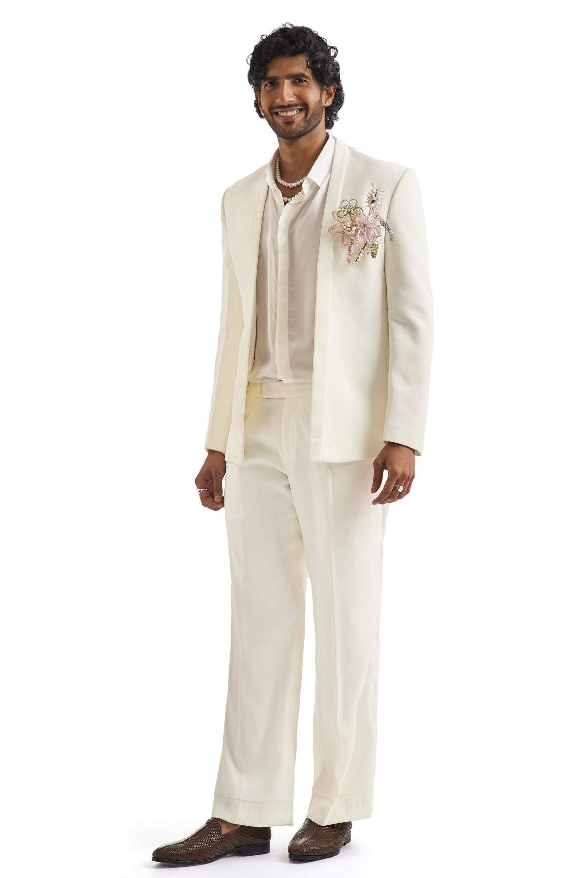 Ivory Pearl Embellished Tuxedo Set