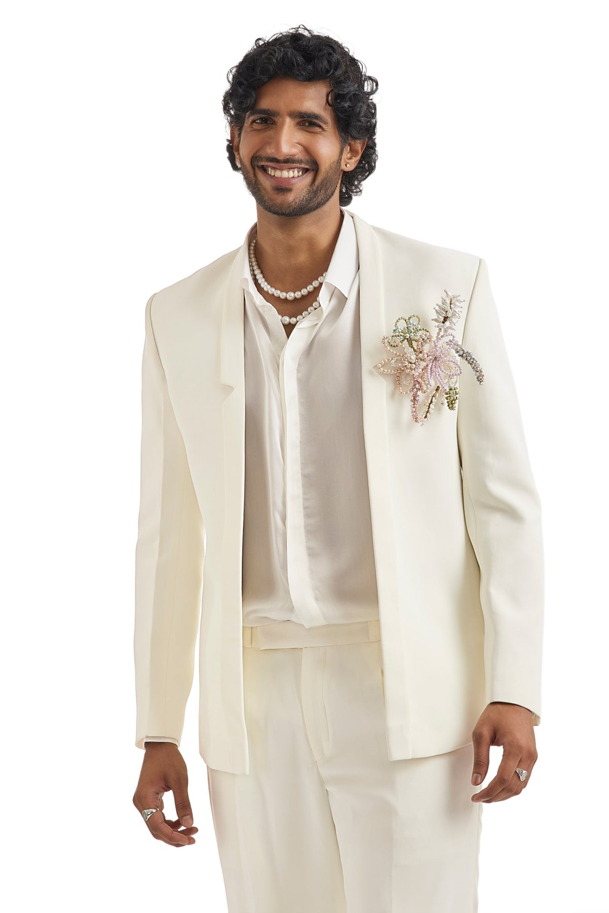 Ivory Pearl Embellished Tuxedo Set