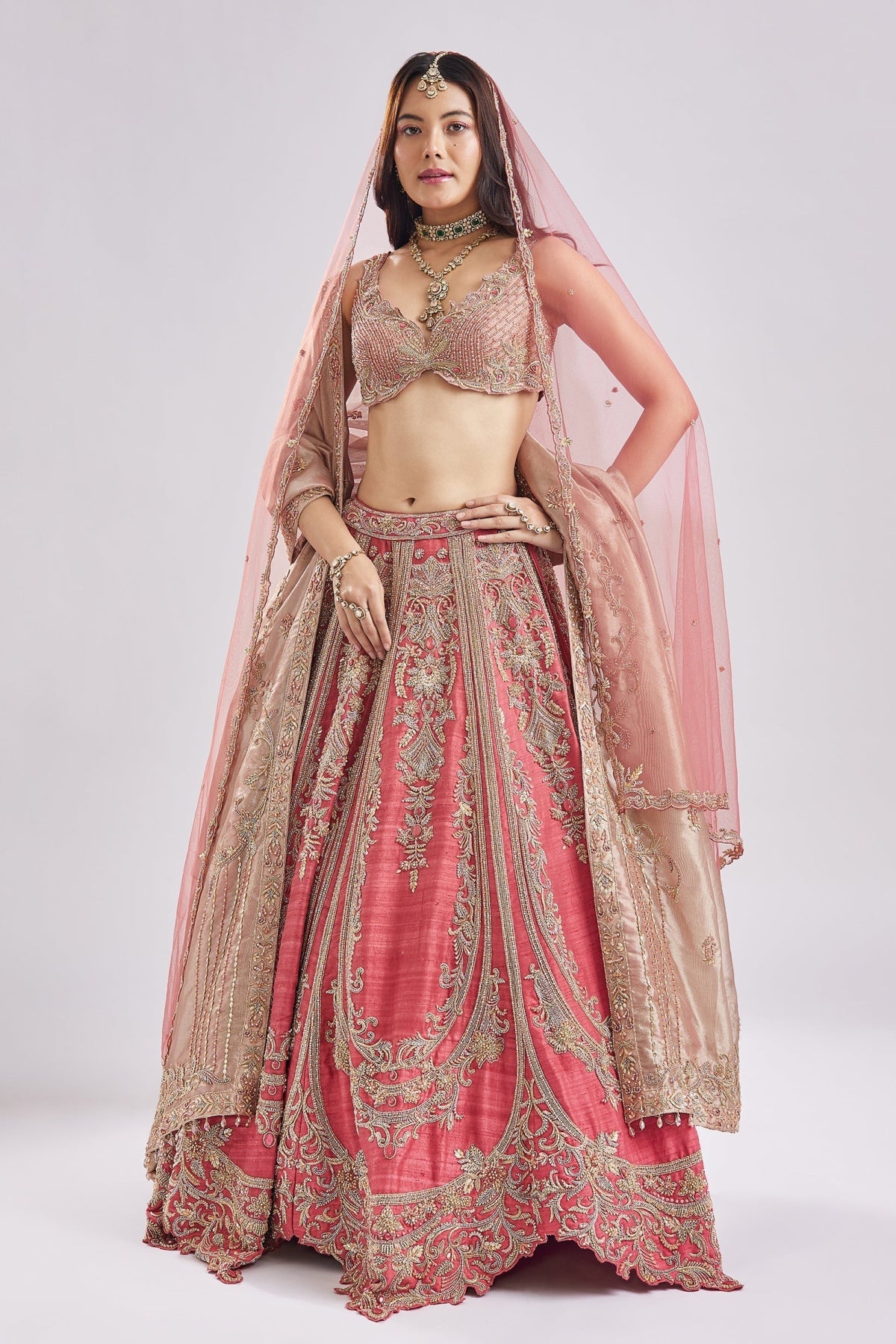 The Scalloped Rani Pink Bridal Set
